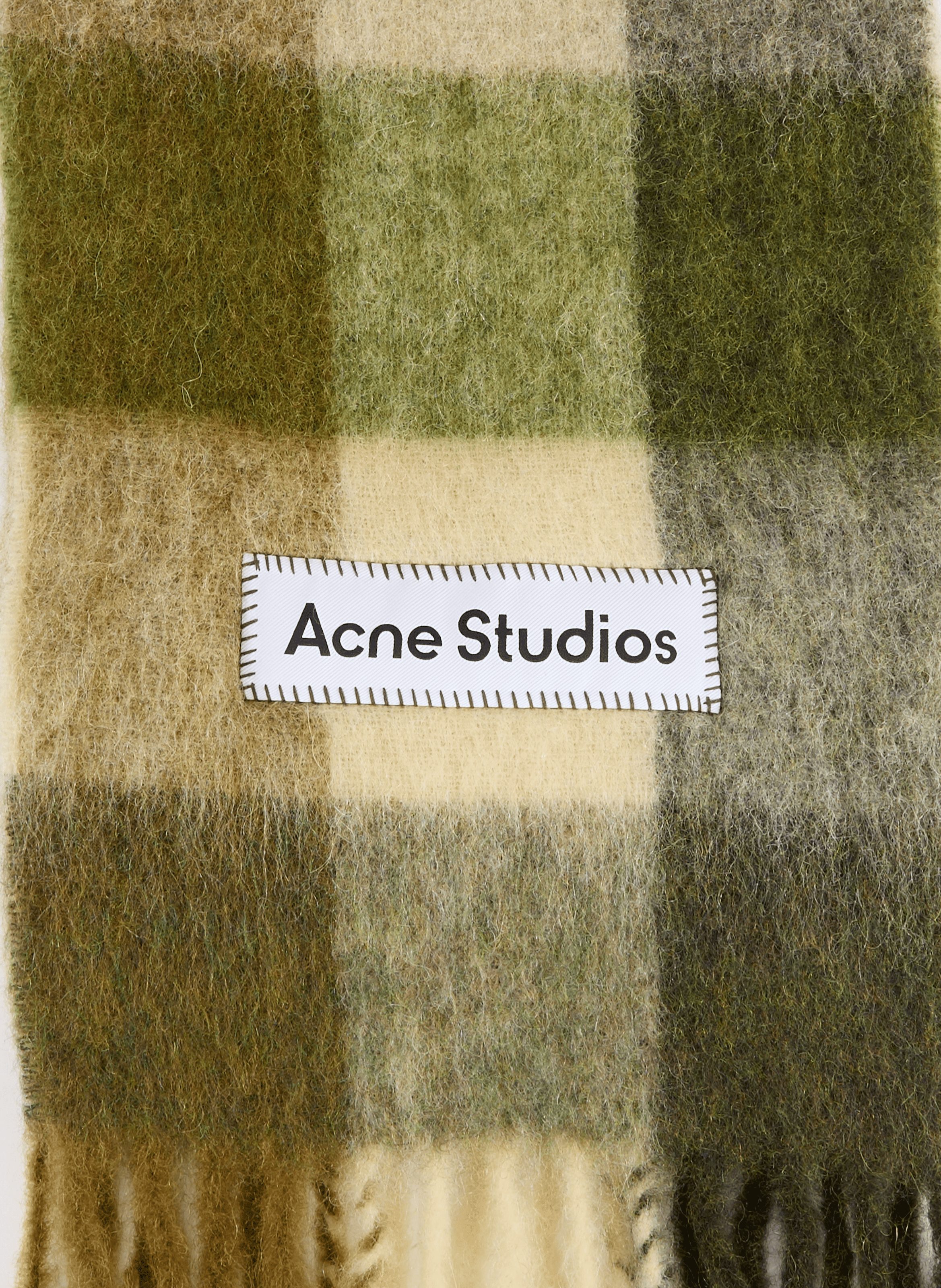 Echarpe à carreaux en laine mélangée ACNE STUDIOS Kaki