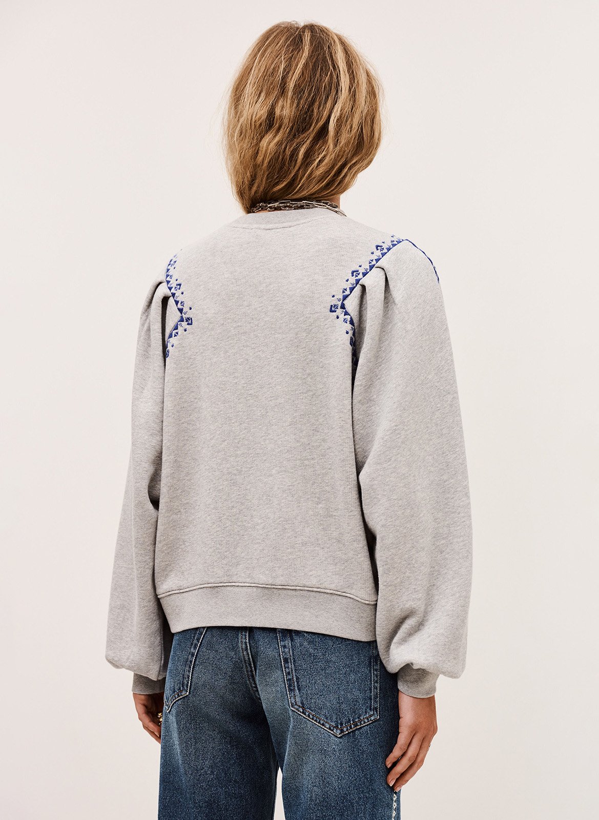 Ronde hals sweater van gemengd katoen Mesta | Grijs BA&SH Dames