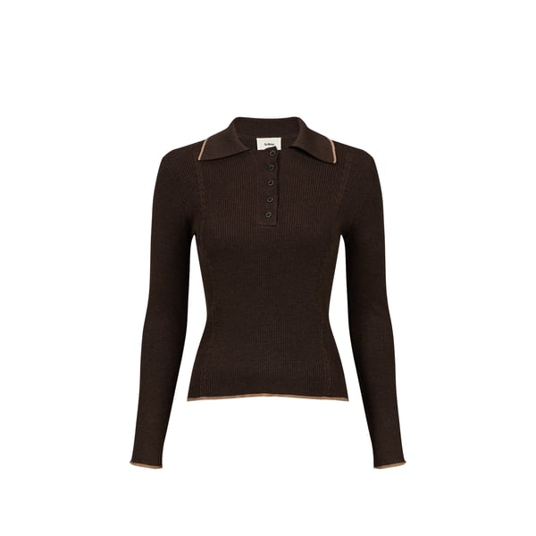 Pull côtelé à col polo boutonné Pull côtelé à col polo boutonné