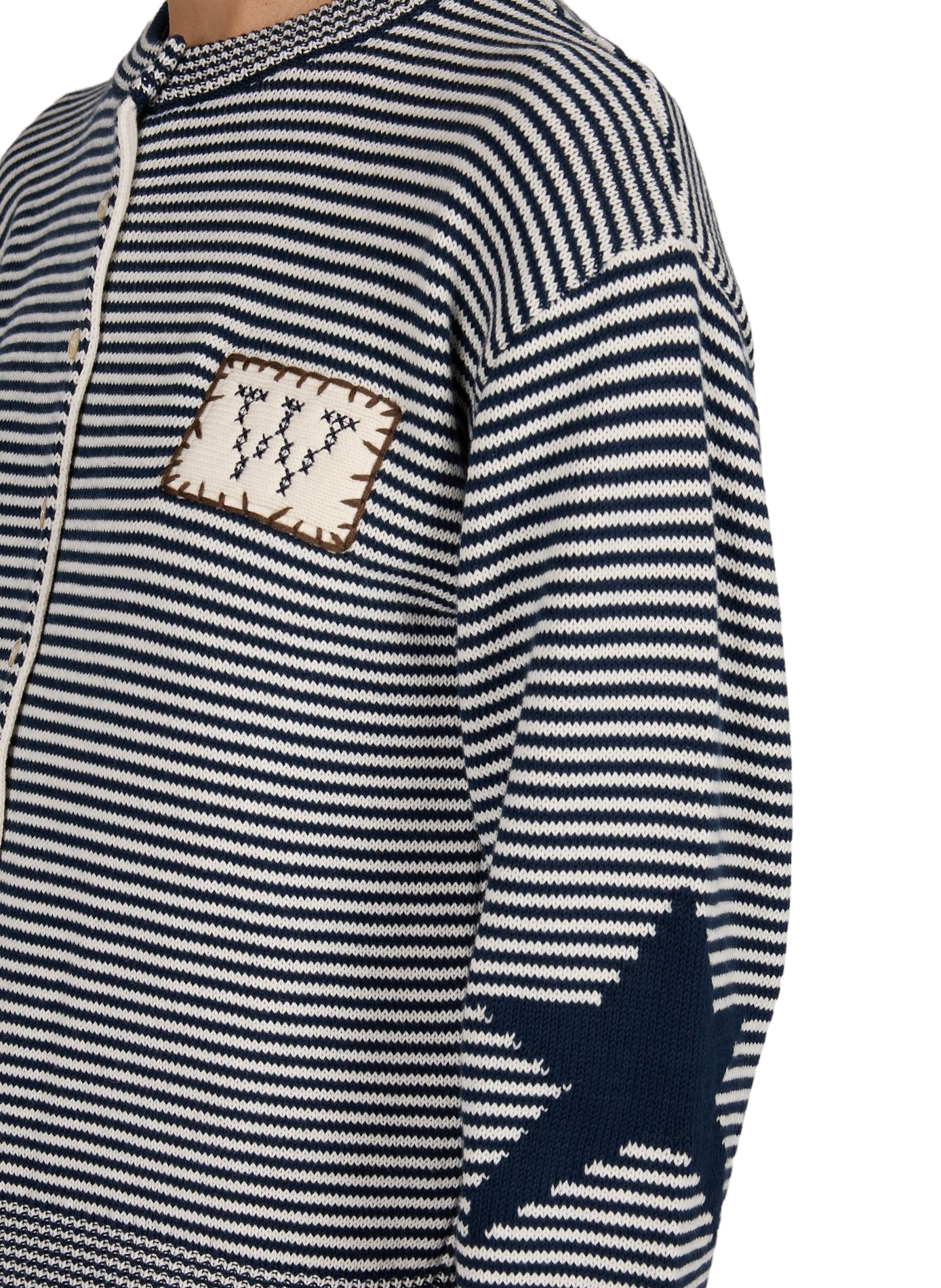 Cardigan droit col rond brodé en coton mélangé MAX MARA WEEK END Bleu