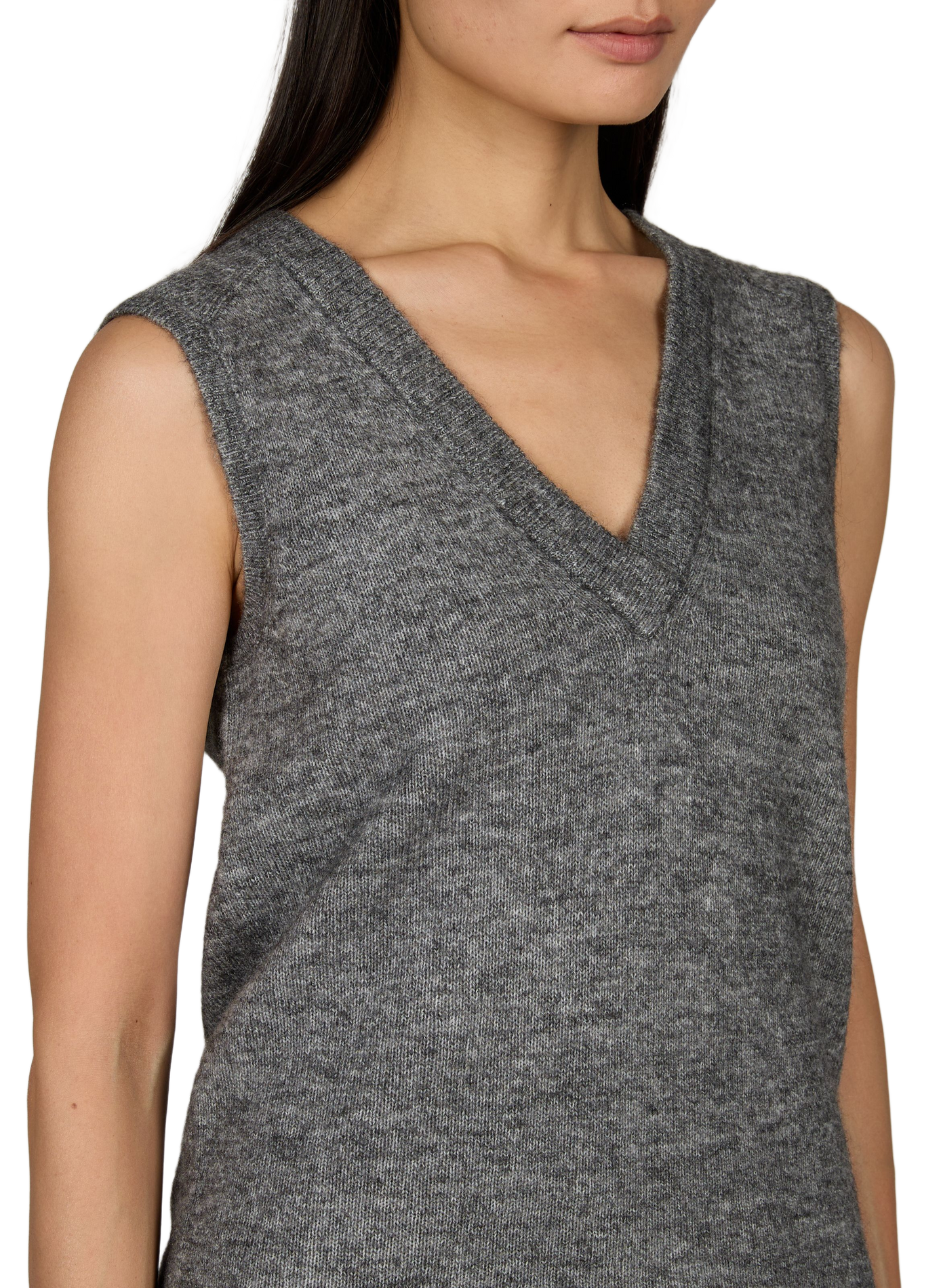 Straight V-neck sweater OBJECT Grey