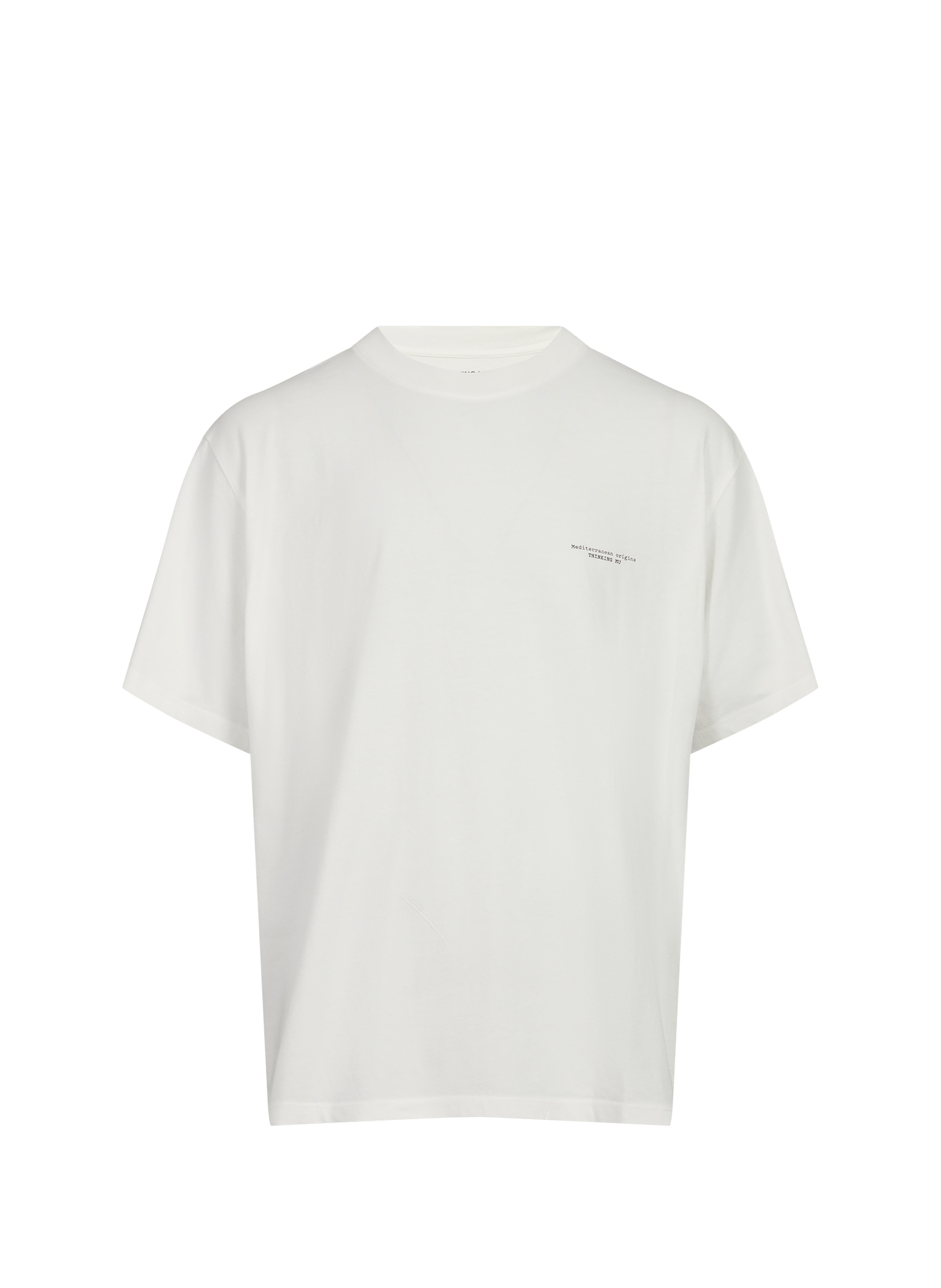 Gerader T-Shirt mit Rundhalsausschnitt und Print THINKING MU Weiss