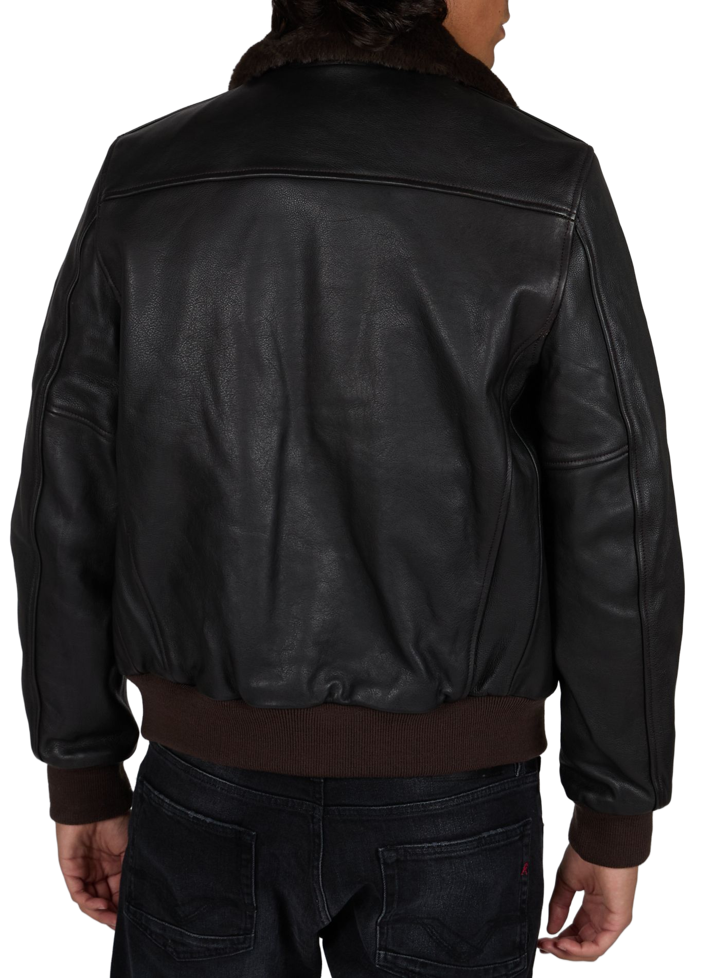 Blouson droit en cuir SCHOTT Marron