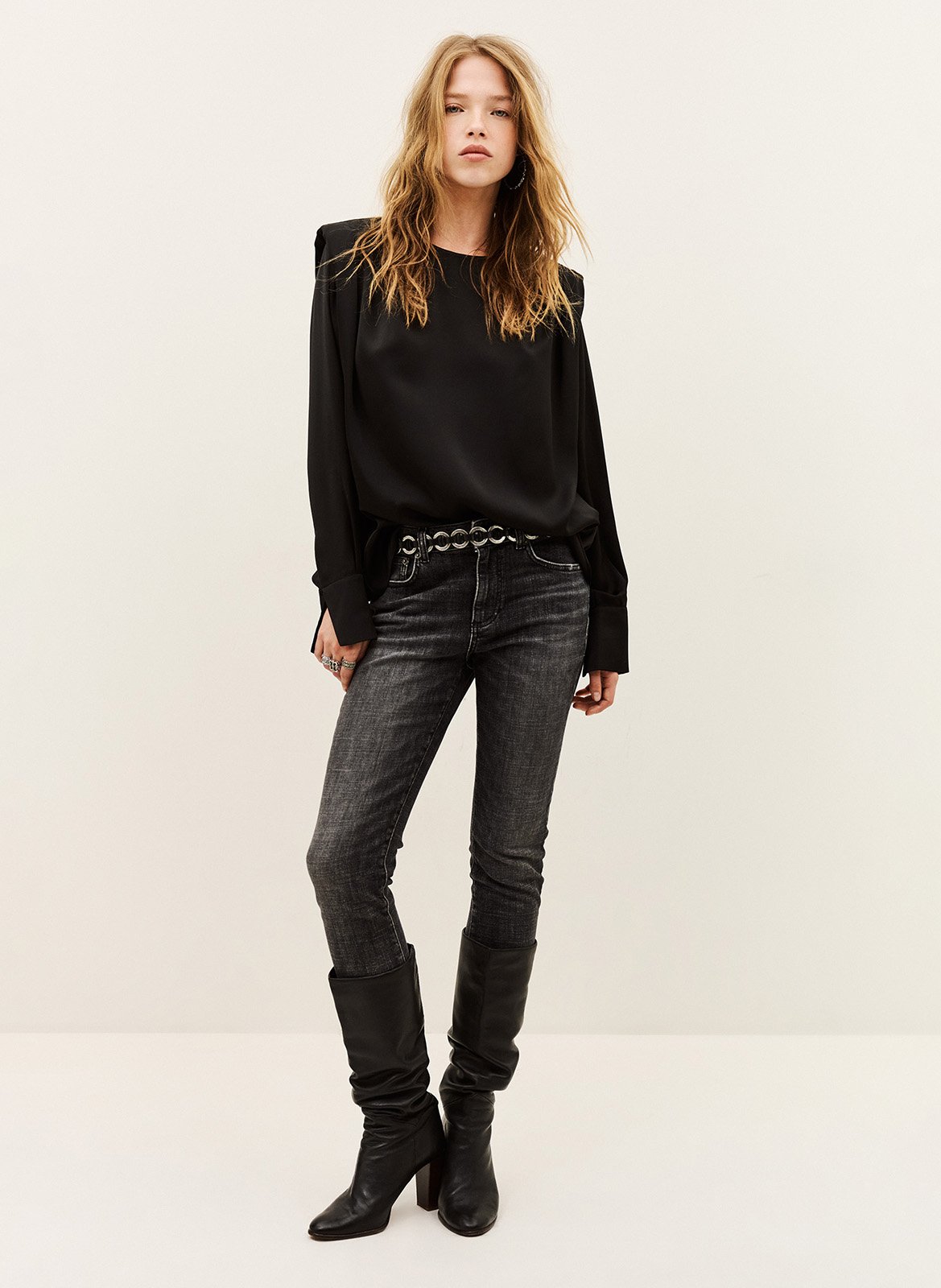 Blouse met lange mouwen in effen Cadie BA&SH Zwart