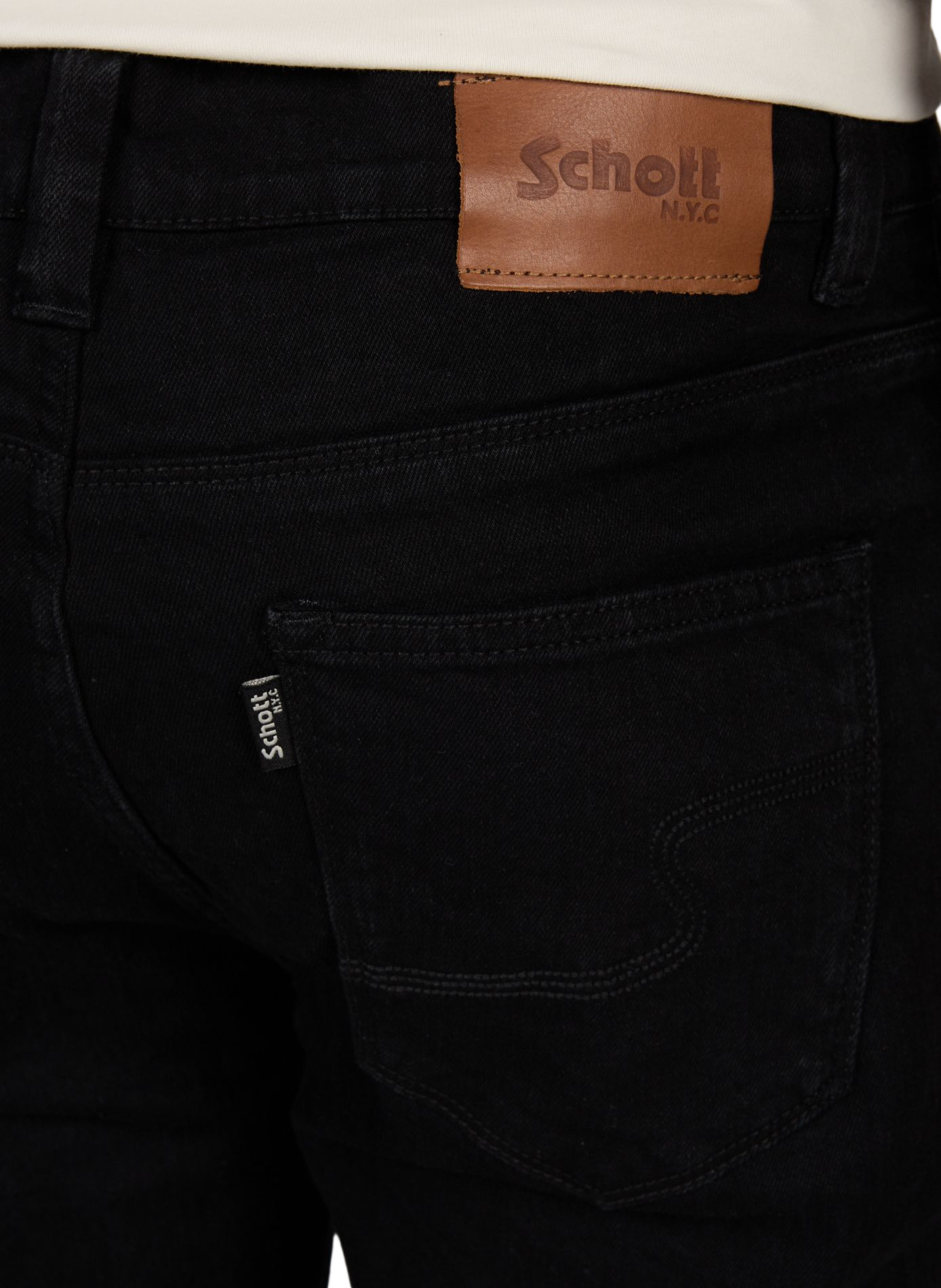 Jean droit en coton SCHOTT Noir