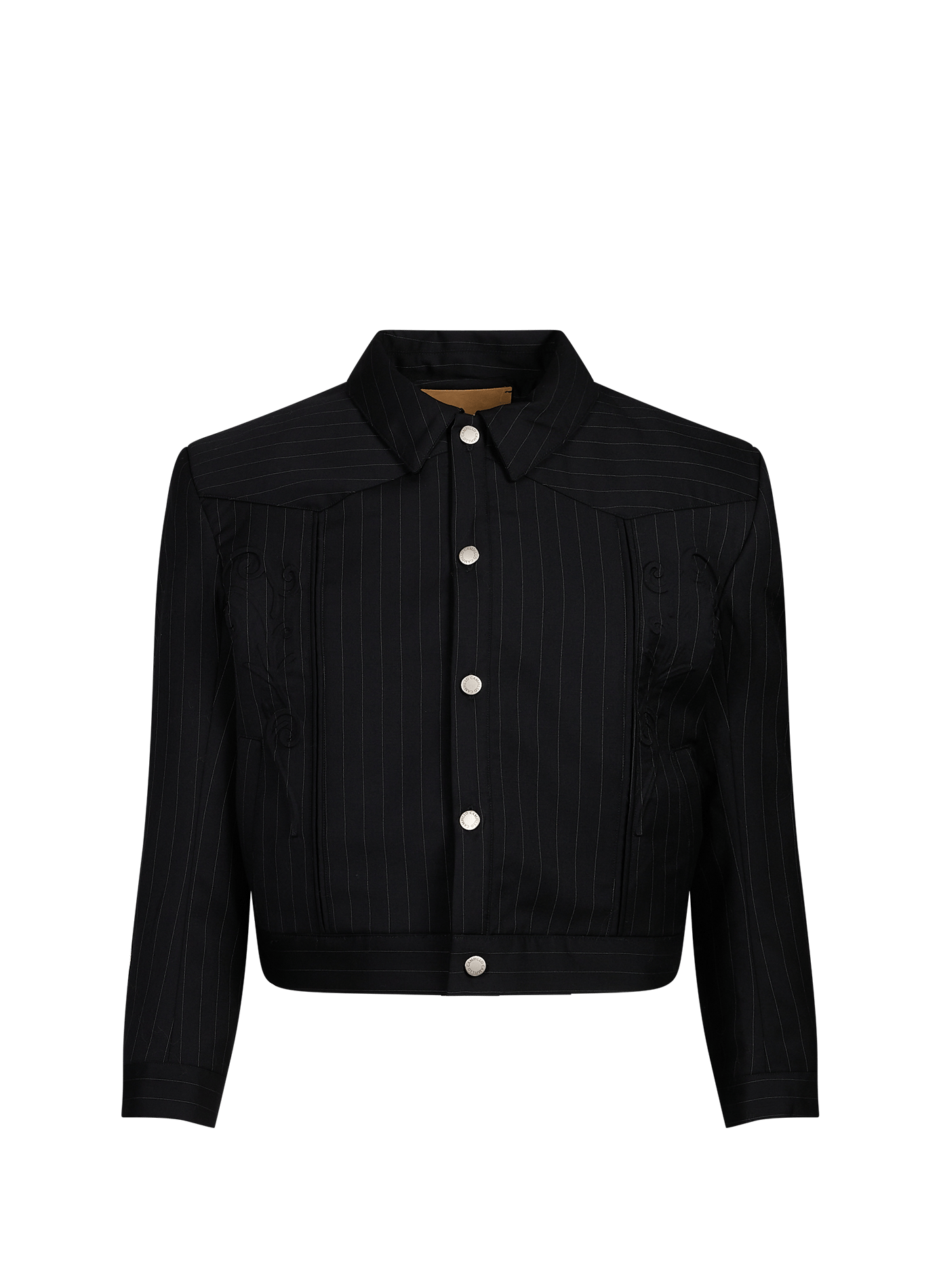 Embossed straight striped wool jacket CAMPILLO Black