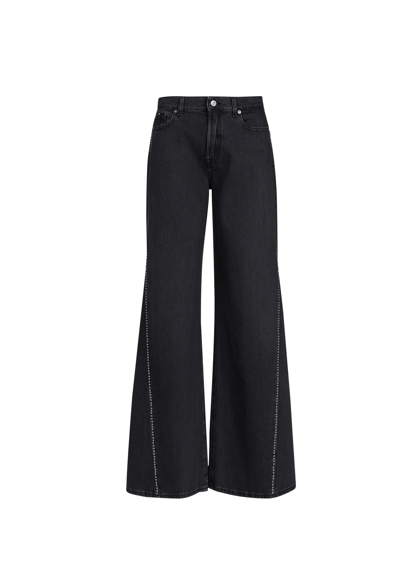 Cotton blend jeans embellished with studs 7 FOR ALL MANKIND Black