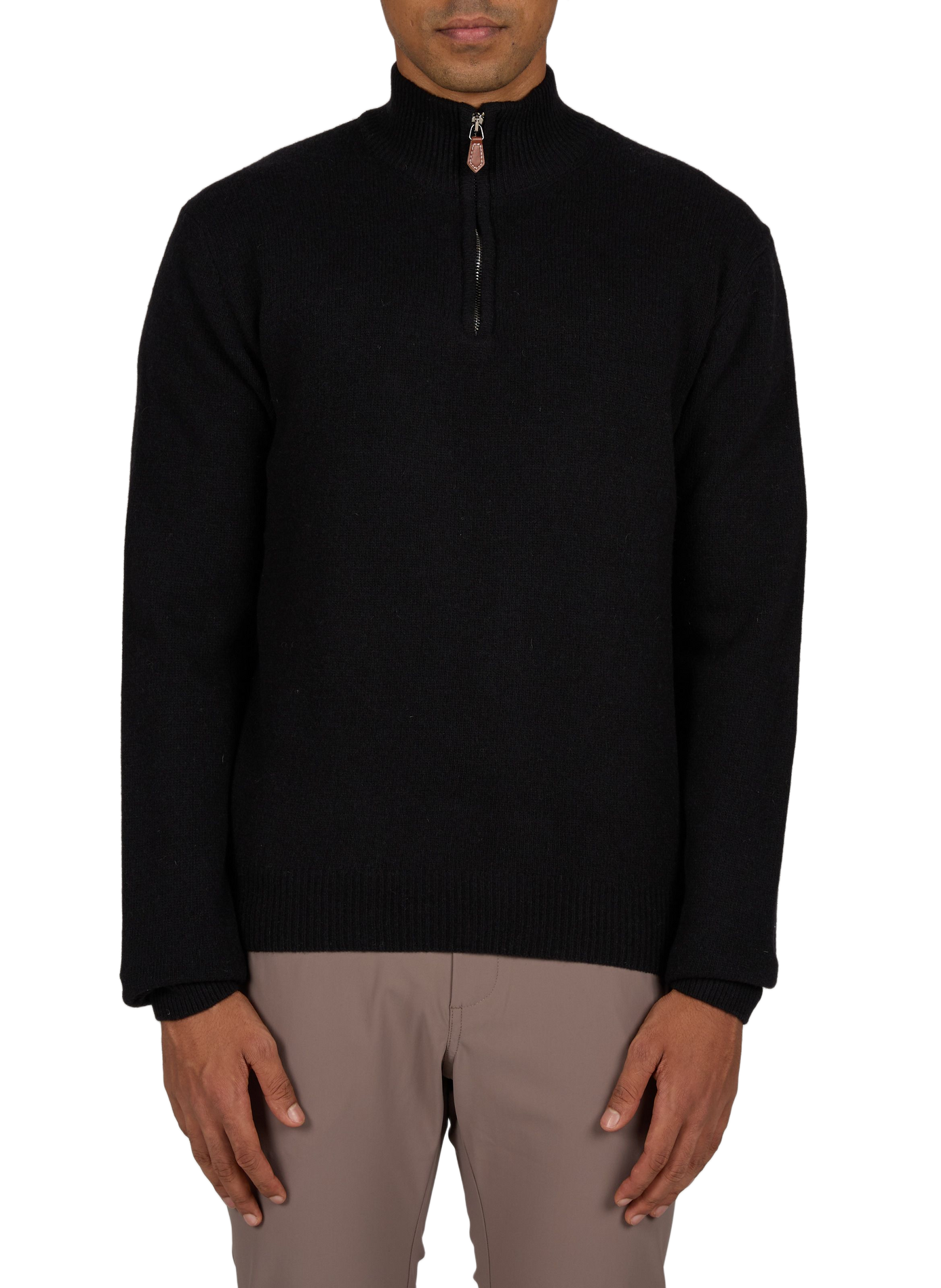 Zippered wool blend sweater. 1789 CALA Black