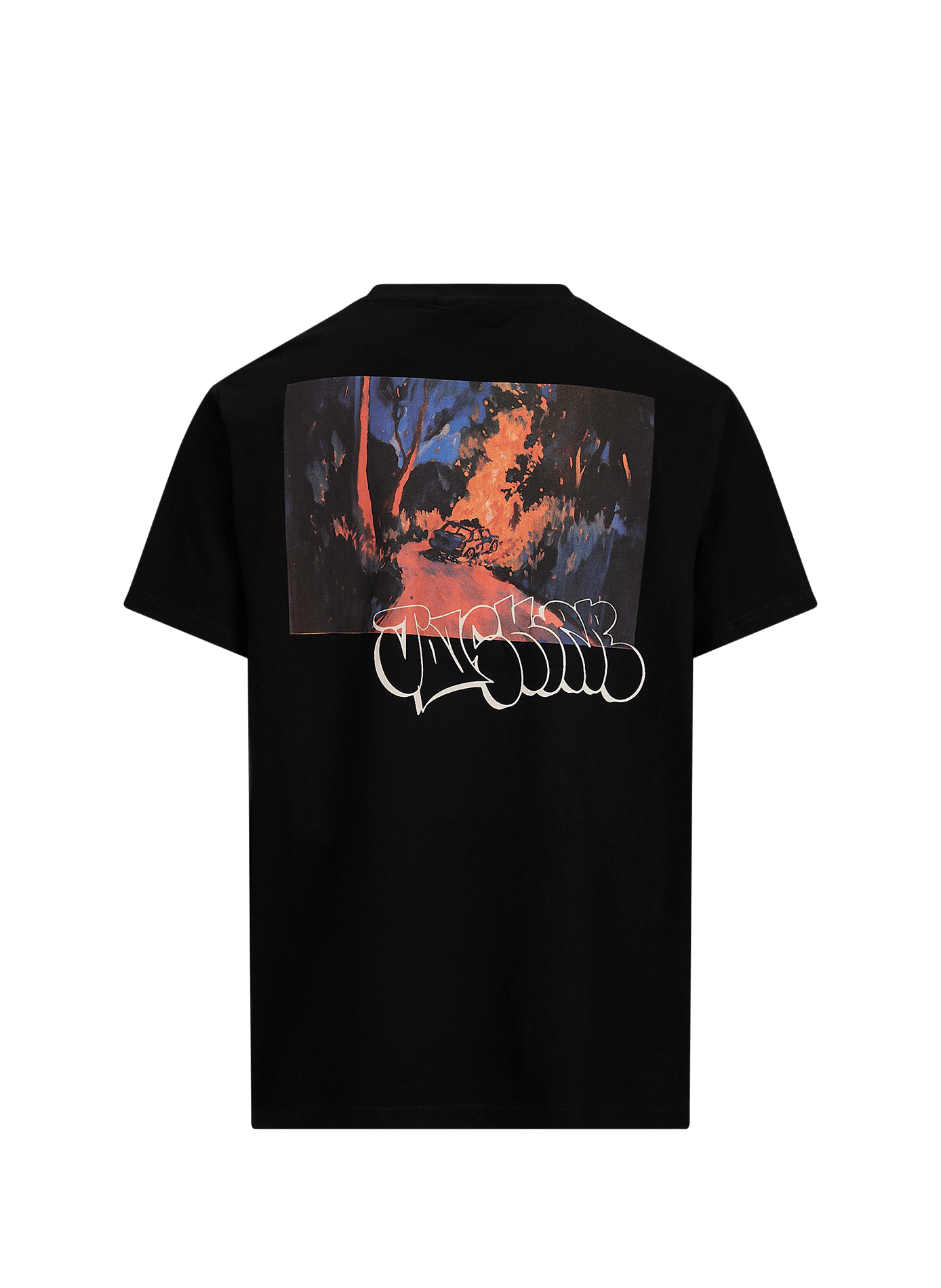 Recht T-shirt met zeefdruk in katoen JACKER. Zwart