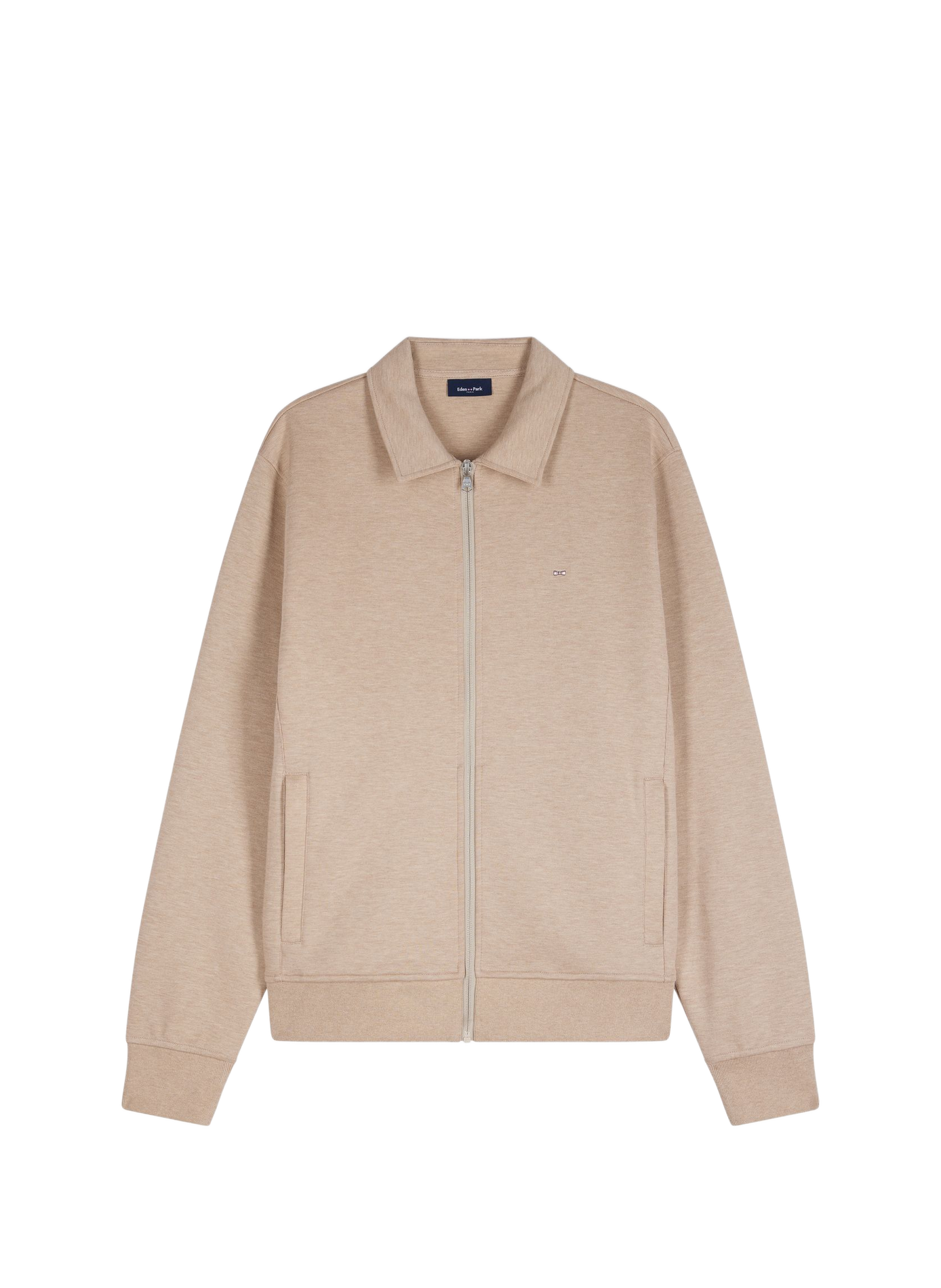 Sweat col classique en coton mélangé EDEN PARK Beige