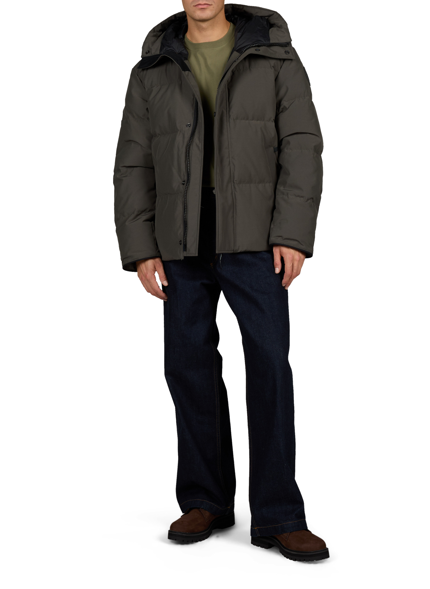 SEYMOUR plain hooded puffer jacket CANADA GOOSE Khaki