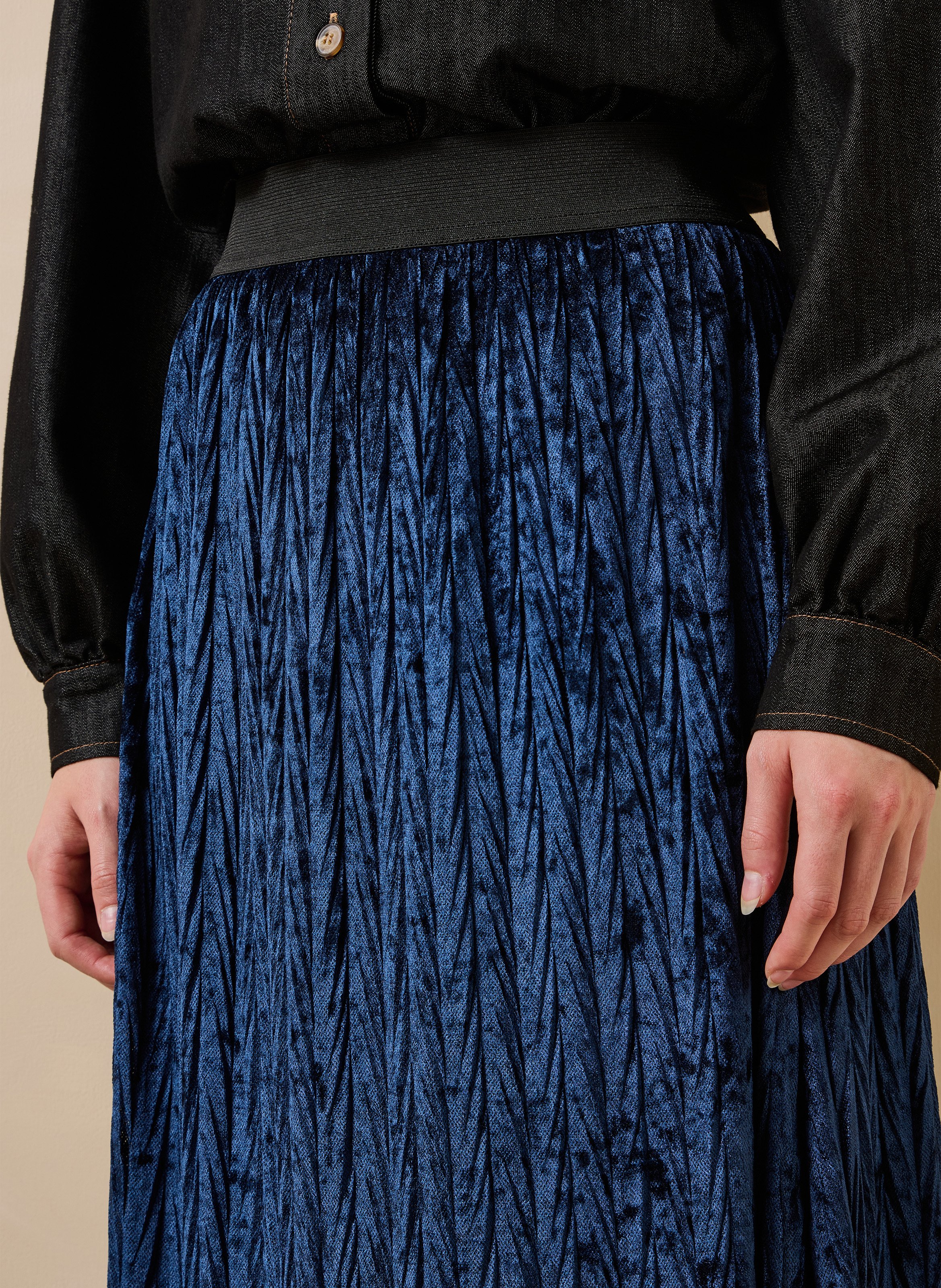 Uitlopende midi-rok van fluweel LA FEE MARABOUTEE Blauw