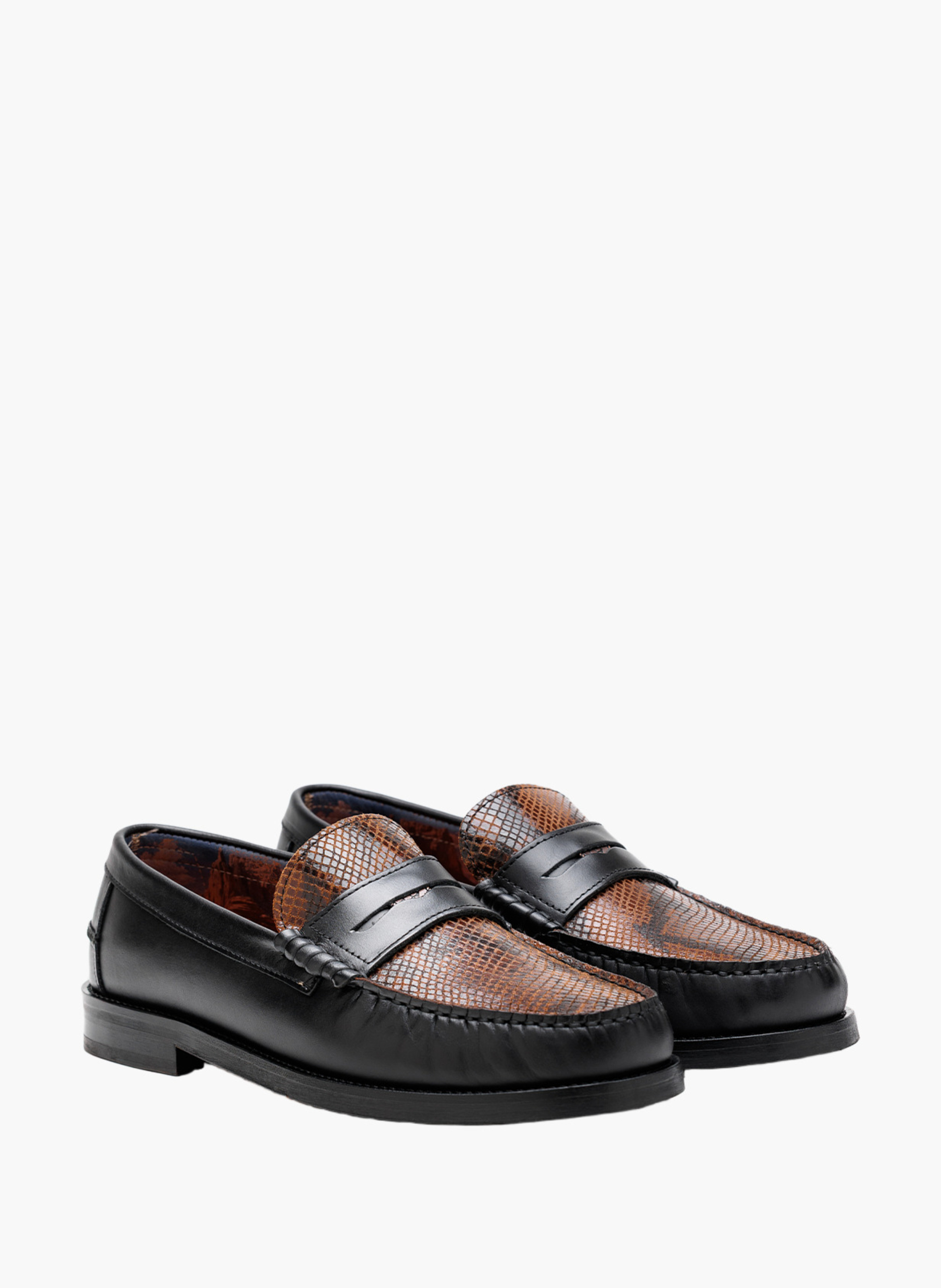 Mocassins riviera en cuir effet serpent NAKED WOLFE Marron