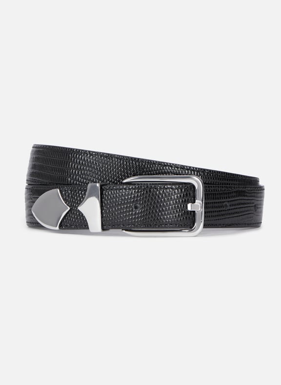 Ceinture en cuir effet crocodile Noir by THE KOOPLES THE KOOPLES Ceinture en cuir effet crocodile Noir
