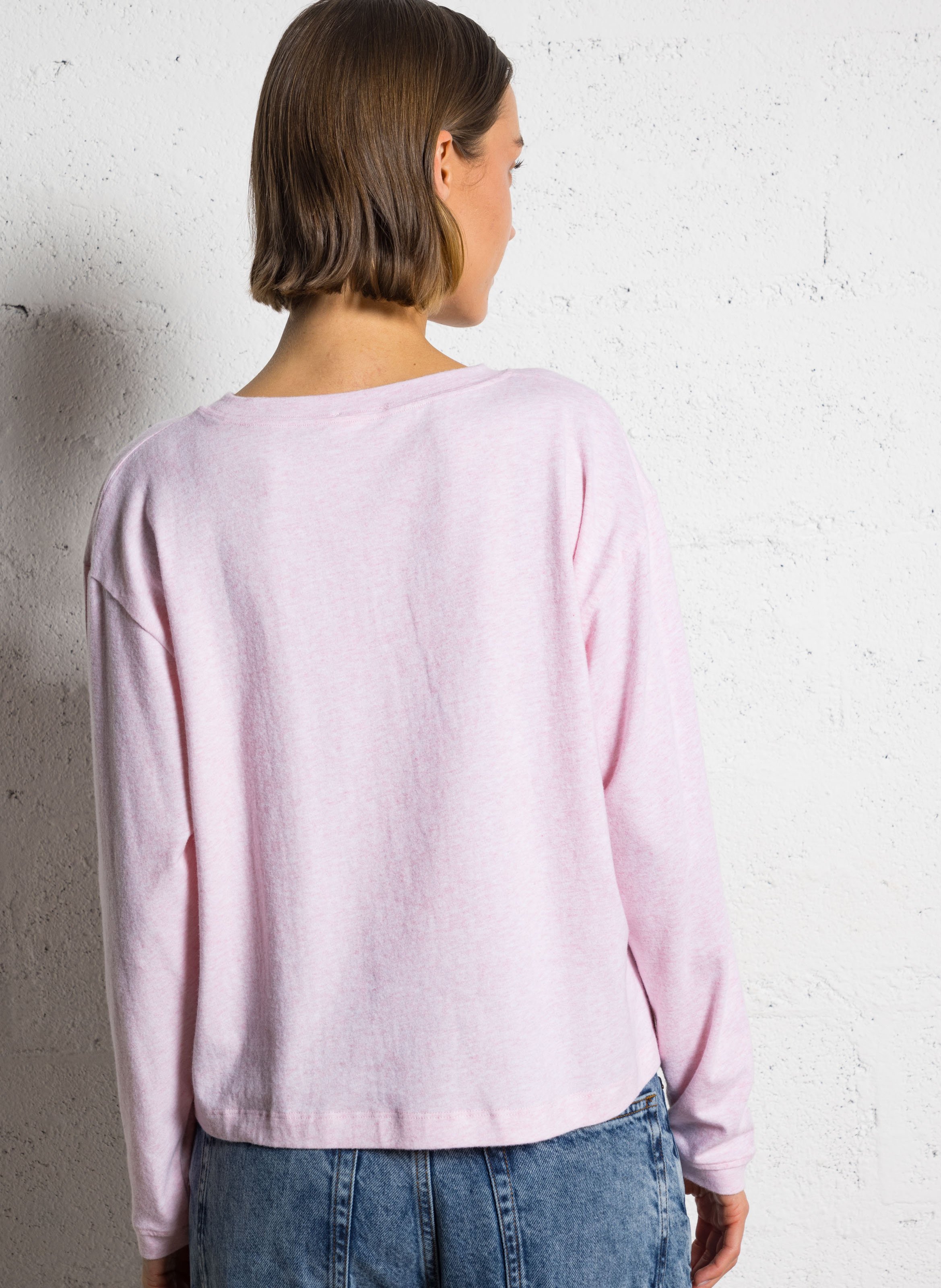 Pull col rond en coton mélangé ypawood AMERICAN VINTAGE Rose