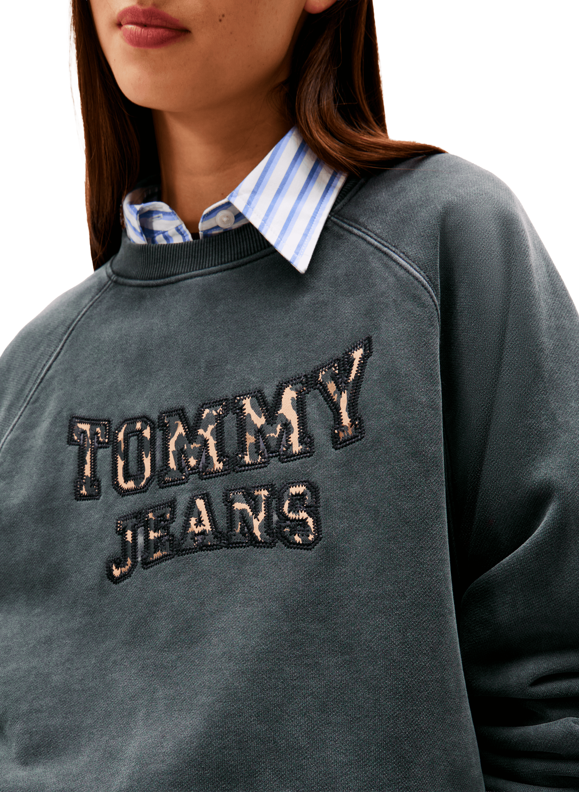 Pull à logo en coton TOMMY HILFIGER Noir