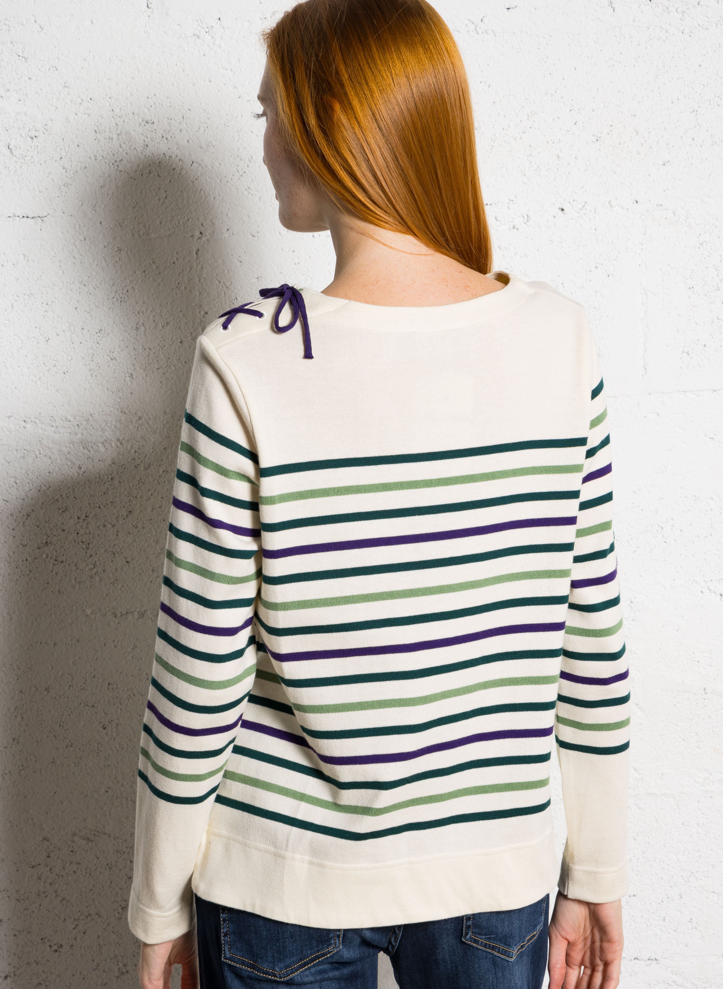 Top manches longues à rayures en coton ARMOR-LUX Beige