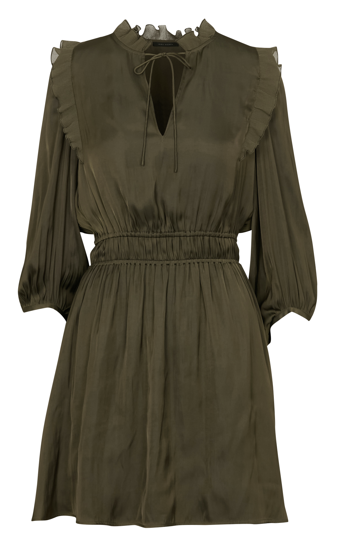 Robe courte satinée col v IKKS Kaki