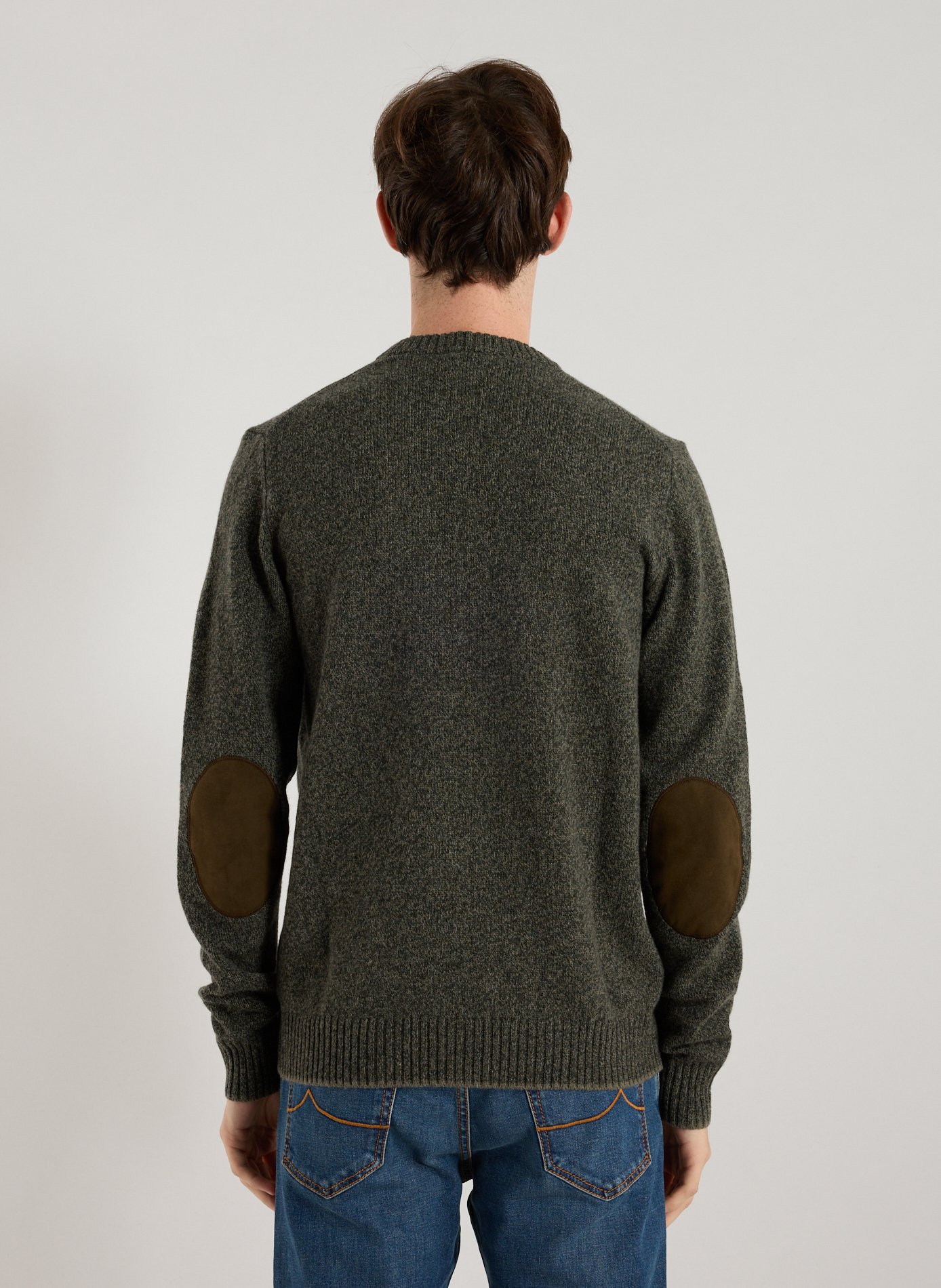 Pull droit col rond en laine mérinos HACKETT Vert