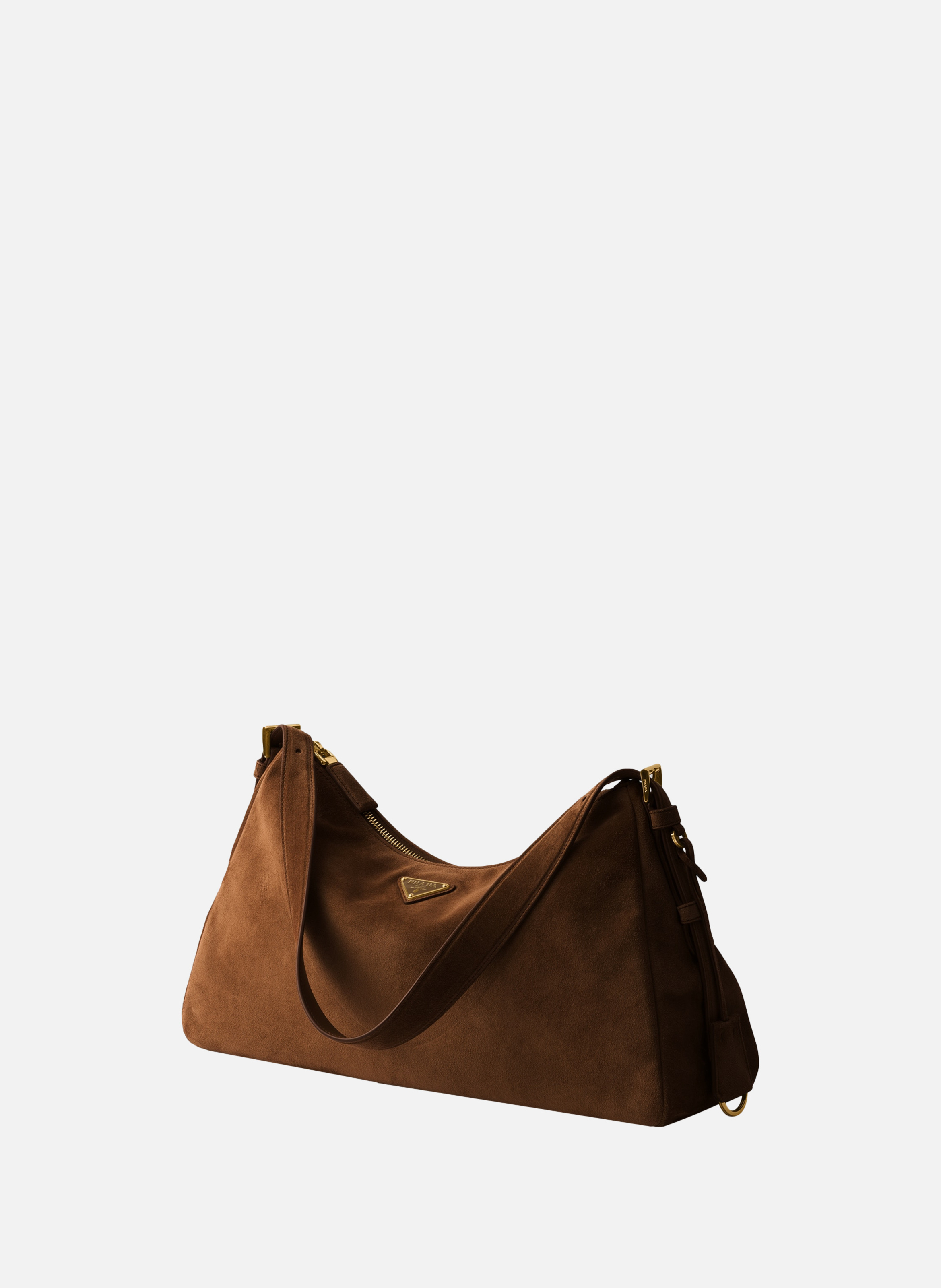 Grand sac à bandoulière prada aimée en veau velour PRADA Marron