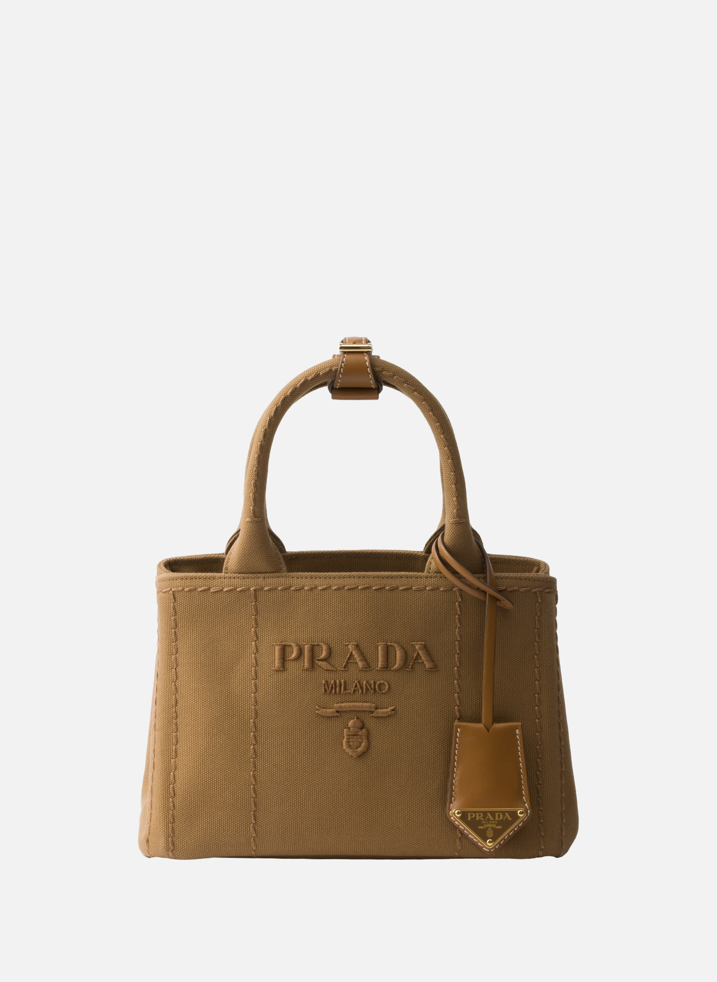 Mini sac à main prada jardinière en toile de coton PRADA Marron