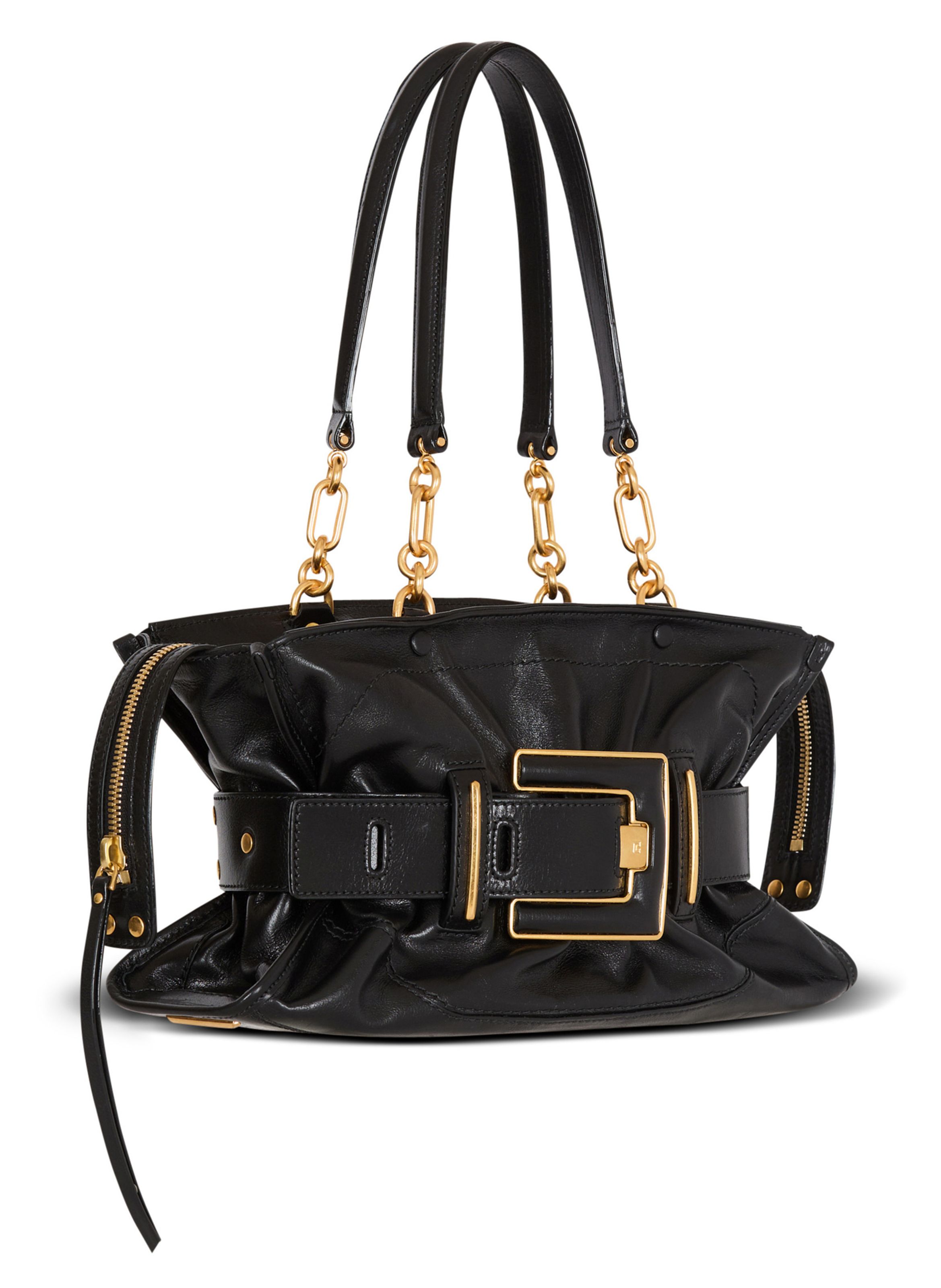 Sac anthem en cuir de veau BALMAIN Noir