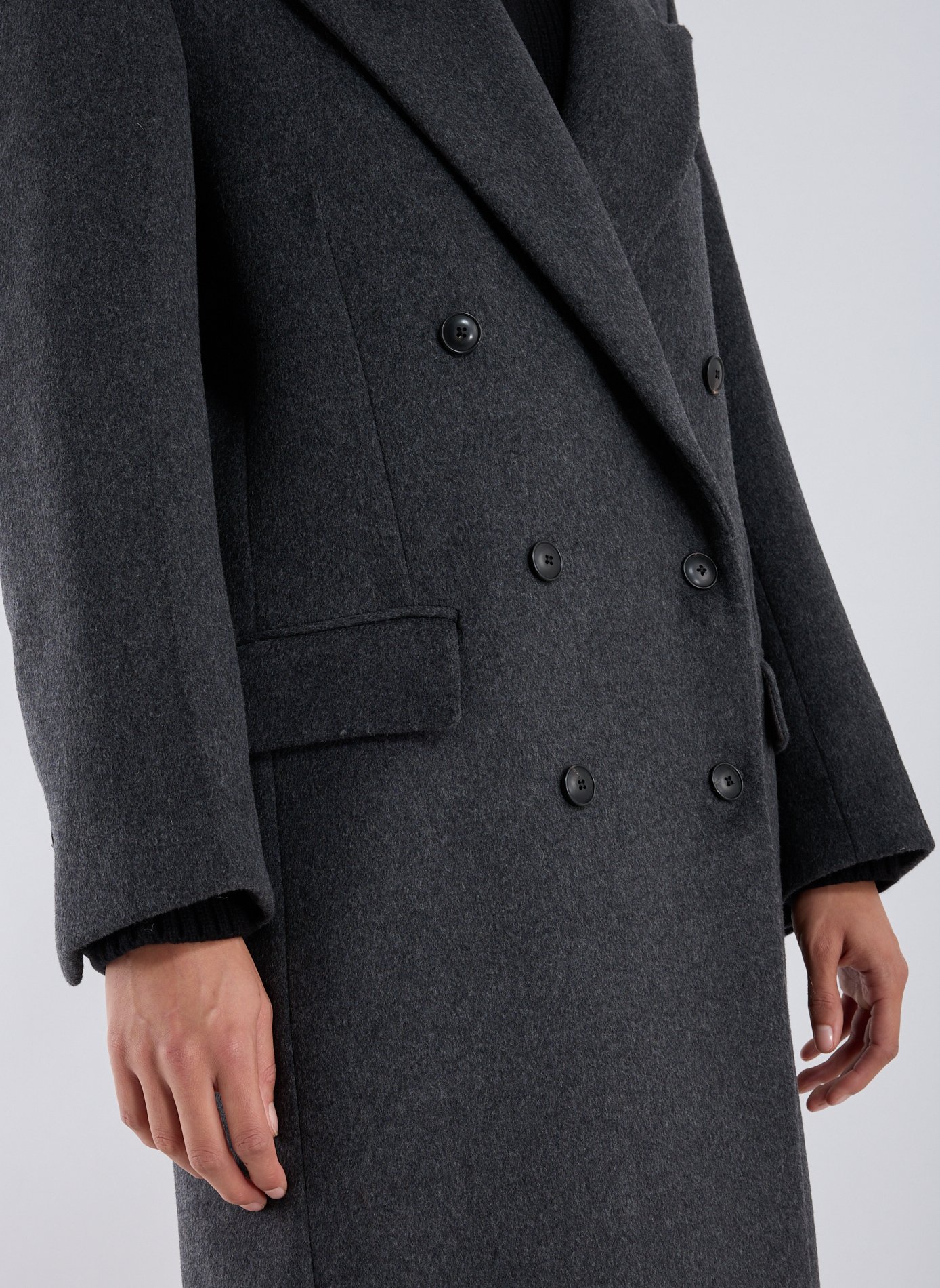 Fitted long coat in blended wool ROHE FRAMES Grey