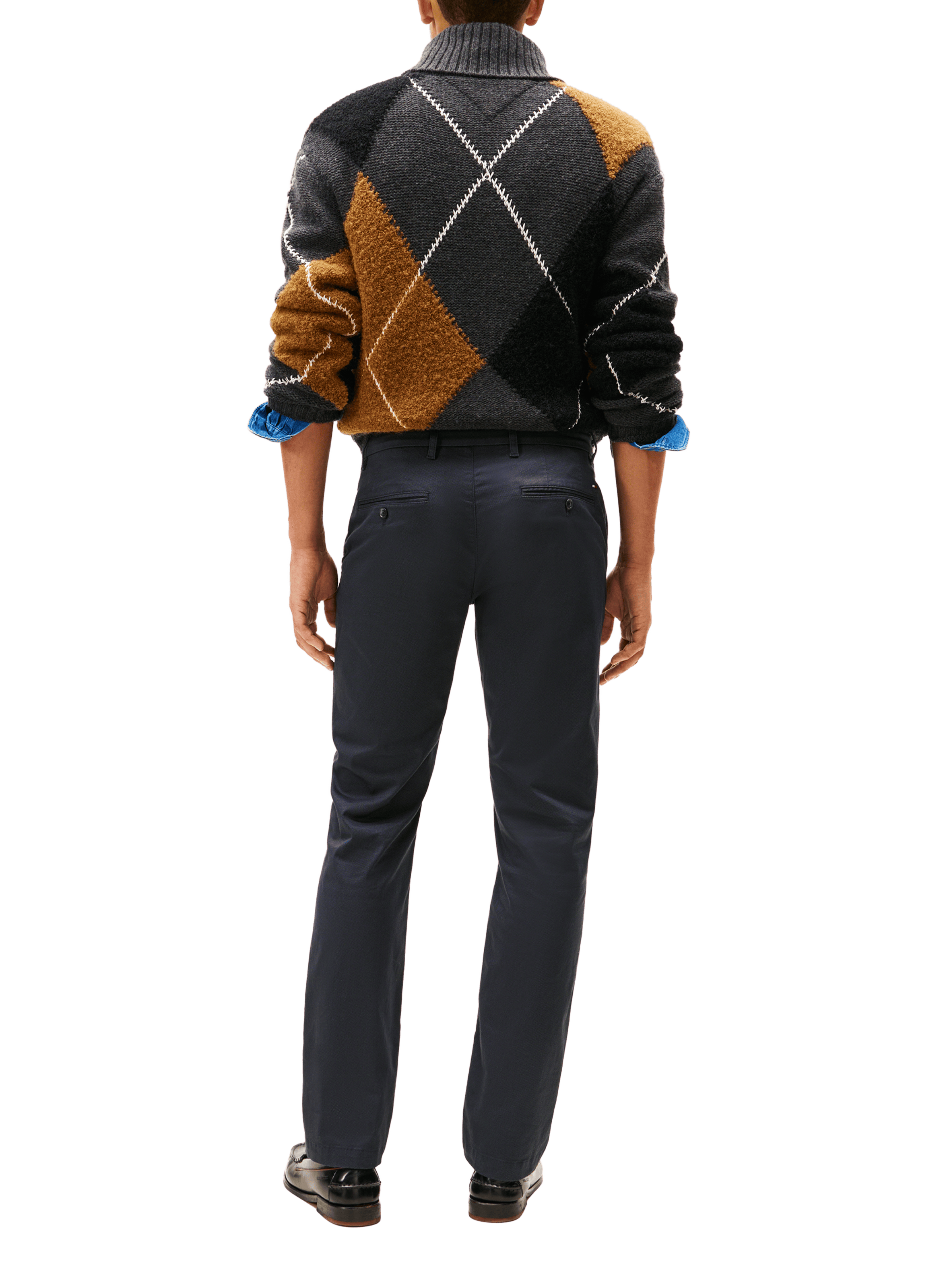 Pantalon coupe droite en coton TOMMY HILFIGER Bleu