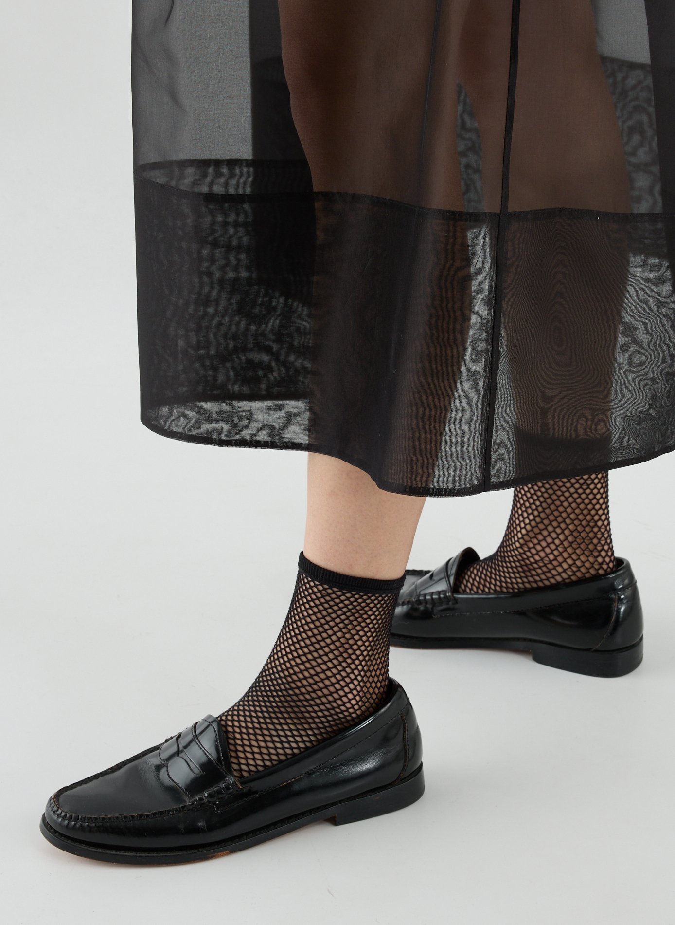 Jupe midi ample transparent en soie  TIBI Noir