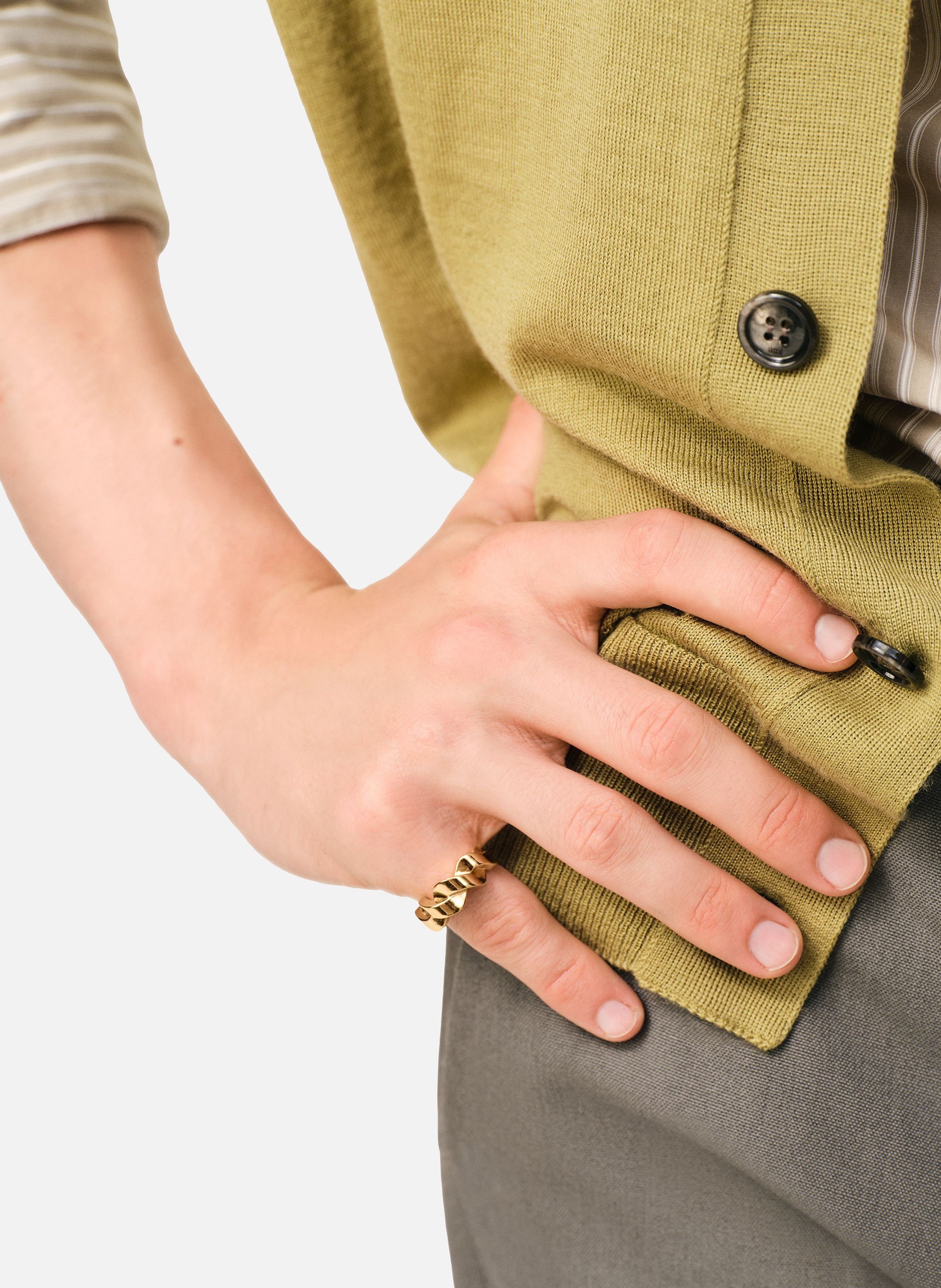 Bague tresse dorée unisexe en laiton AMI PARIS Jaune