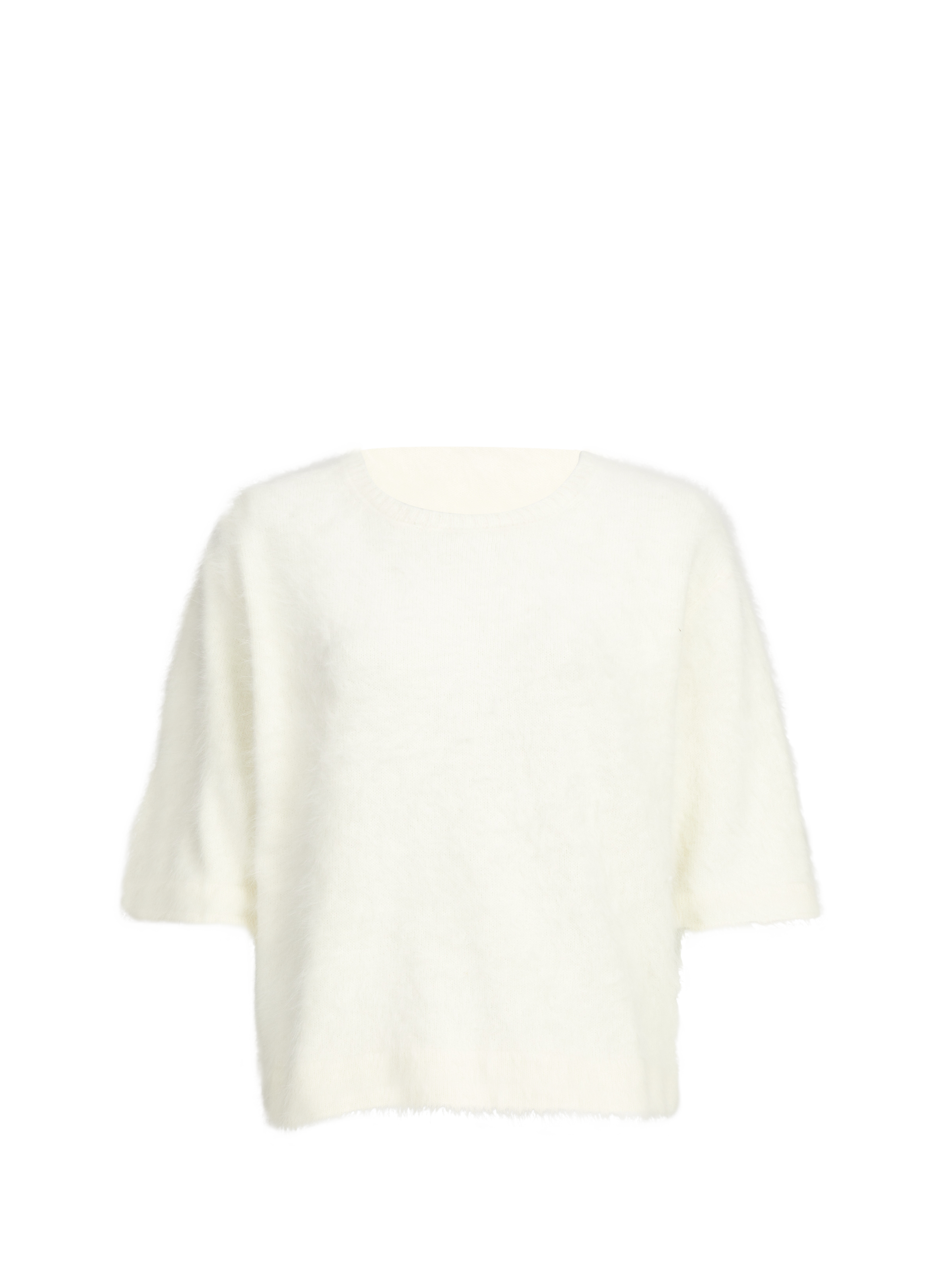 Short-sleeved Dime sweater in blended angora BELLEROSE Beige