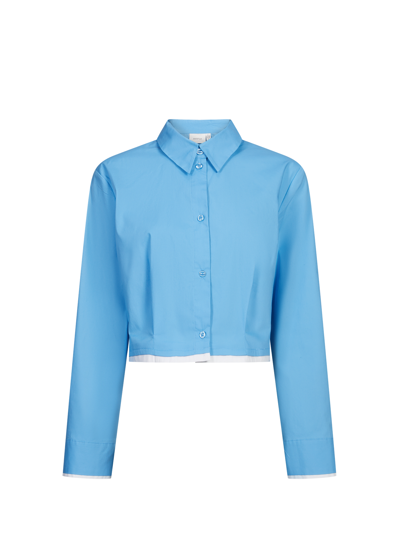 Chemise courte à col classique en coton mélangé GESTUZ Bleu