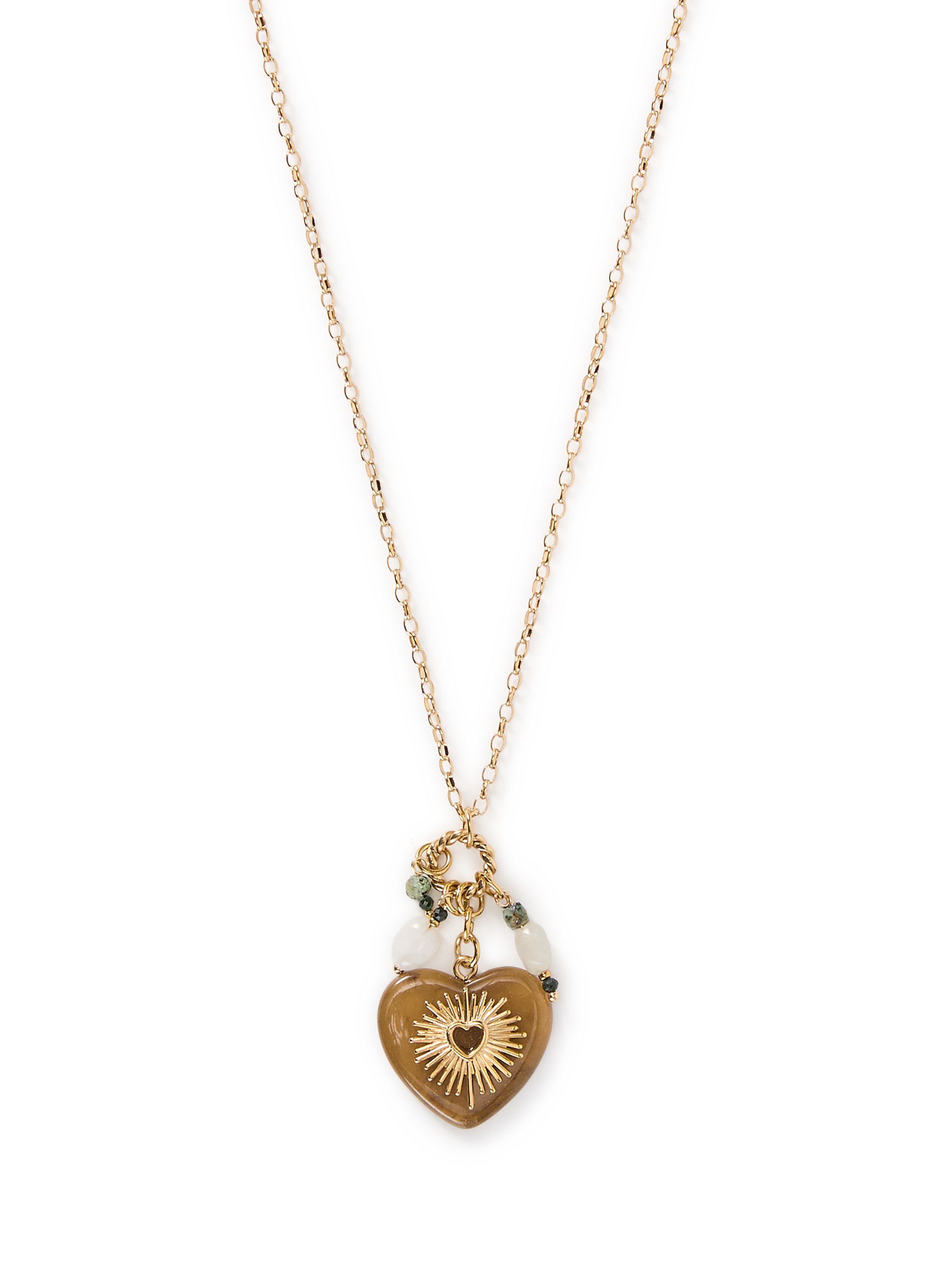 Collier mi long cœur AU PRINTEMPS PARIS Beige