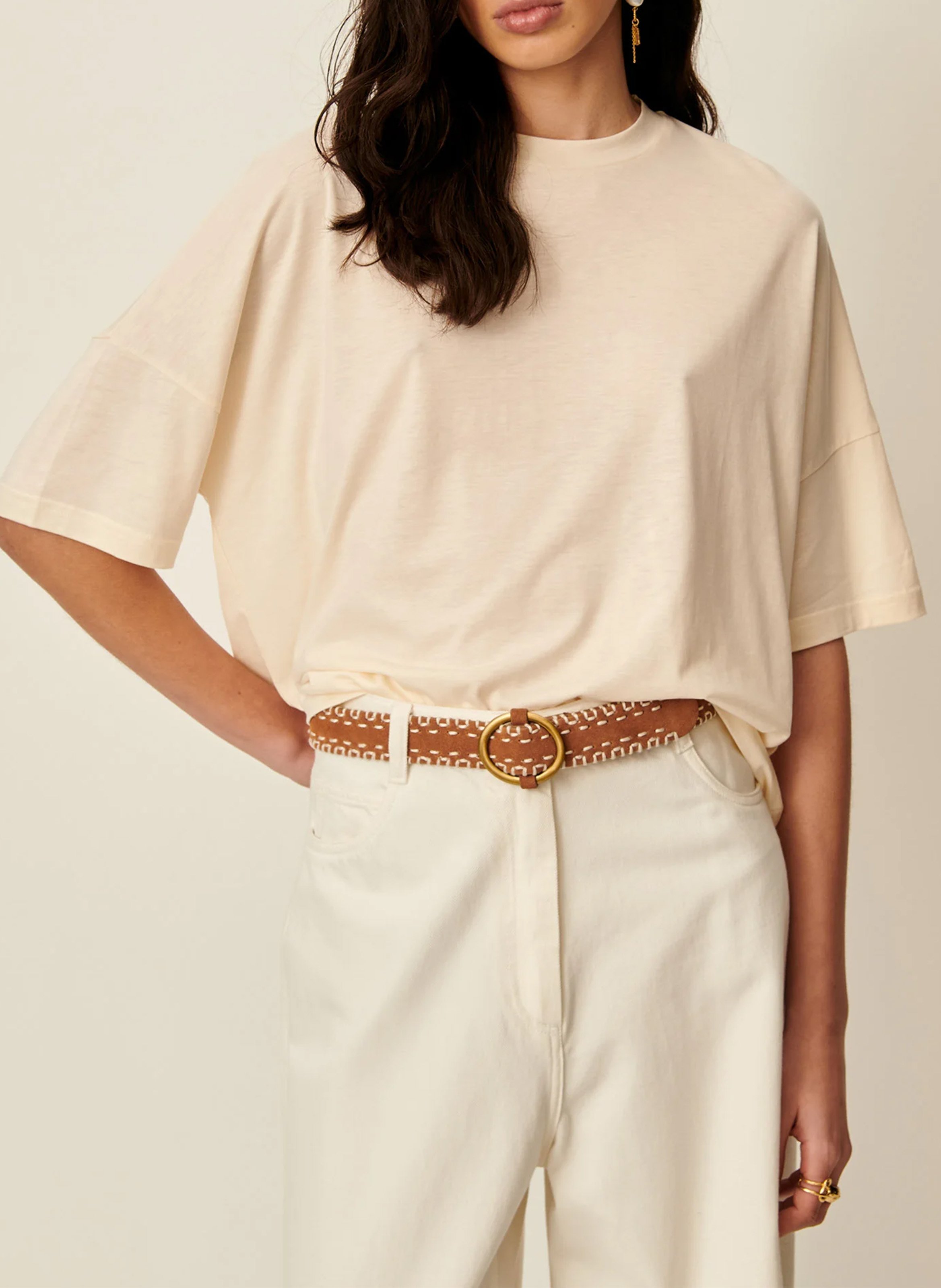 Tee-shirt oversize col rond dorel SESSUN Beige