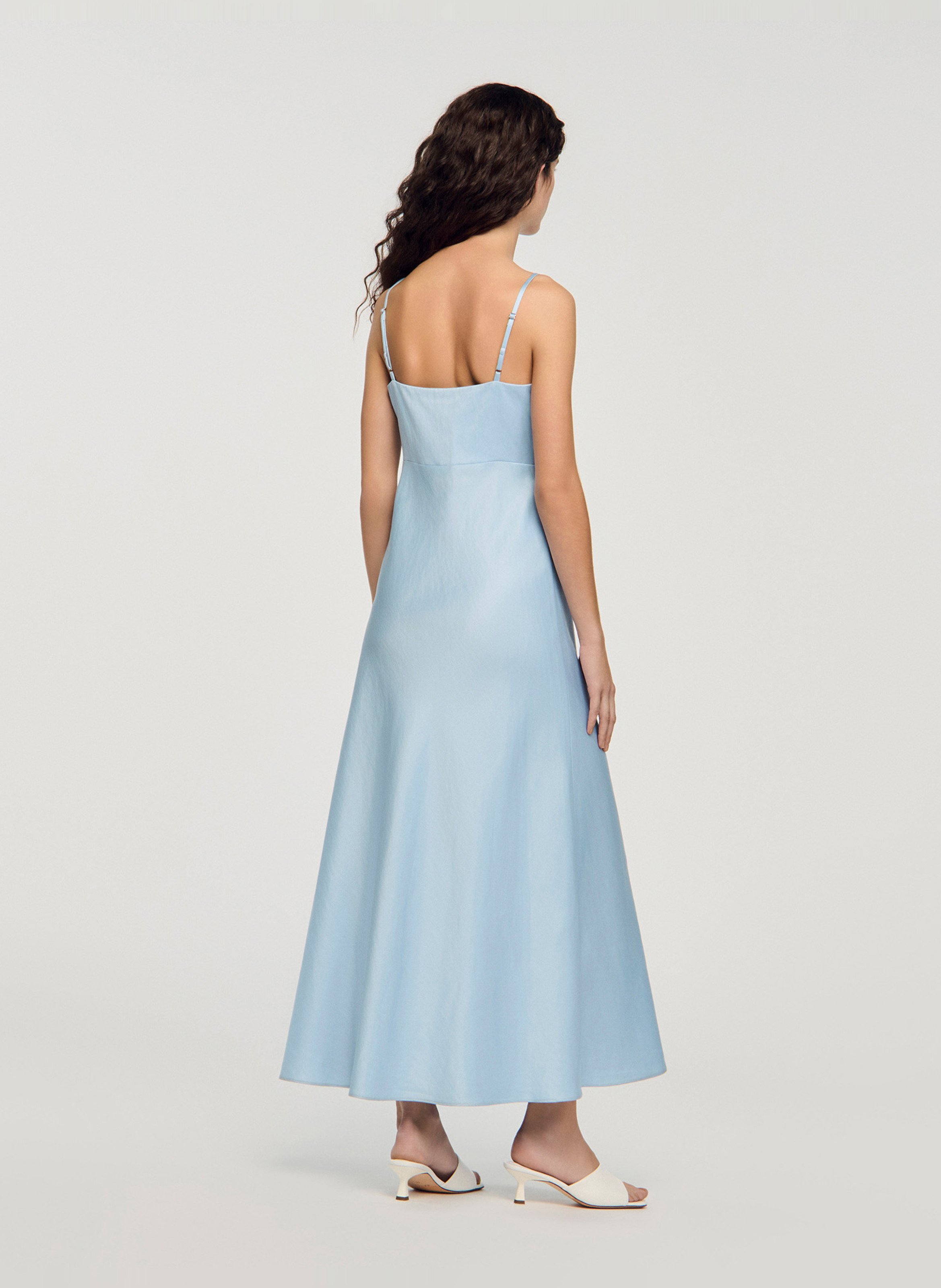 Robe longue satinée SANDRO Bleu