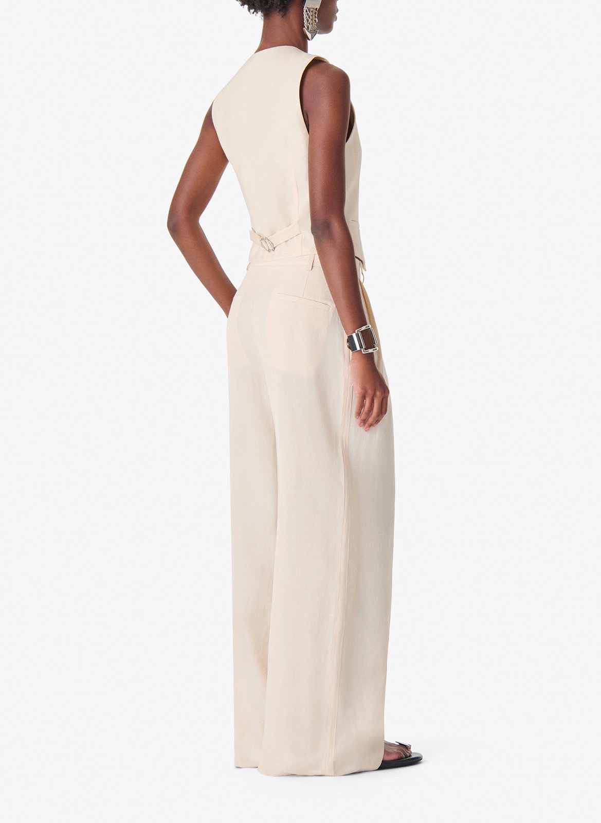 Pantalon à pinces large taille haute hayda IRO Beige