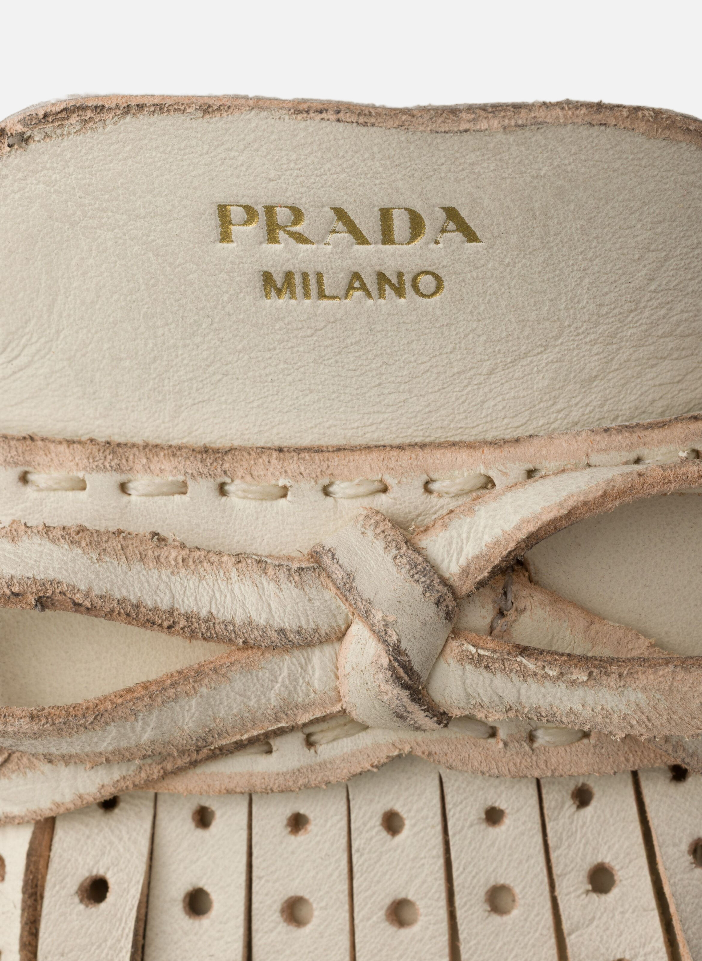 Escarpins à bride arrière en cuir PRADA Beige