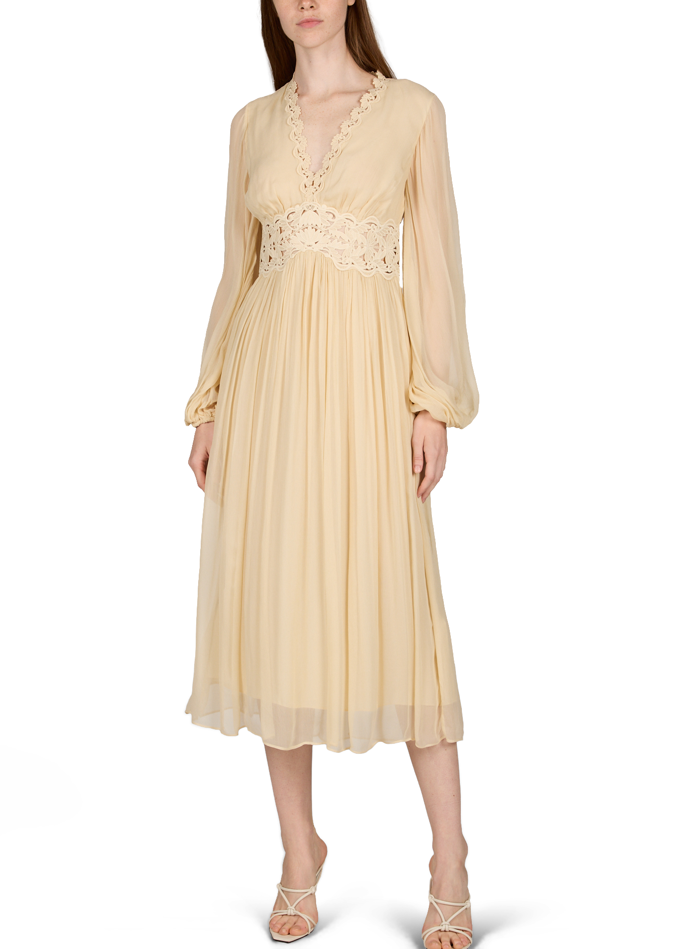 Pleated dress with puffed sleeves ZIMMERMANN White
