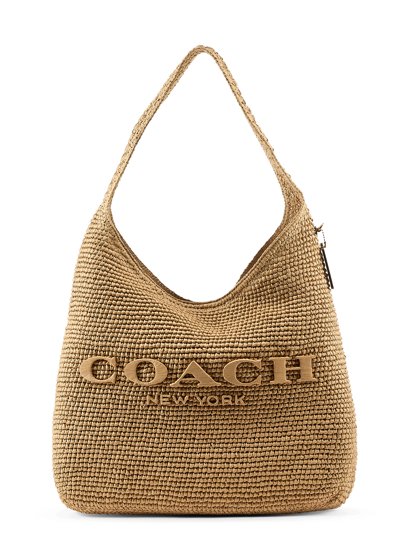 Sac porté épaule en paille COACH Beige
