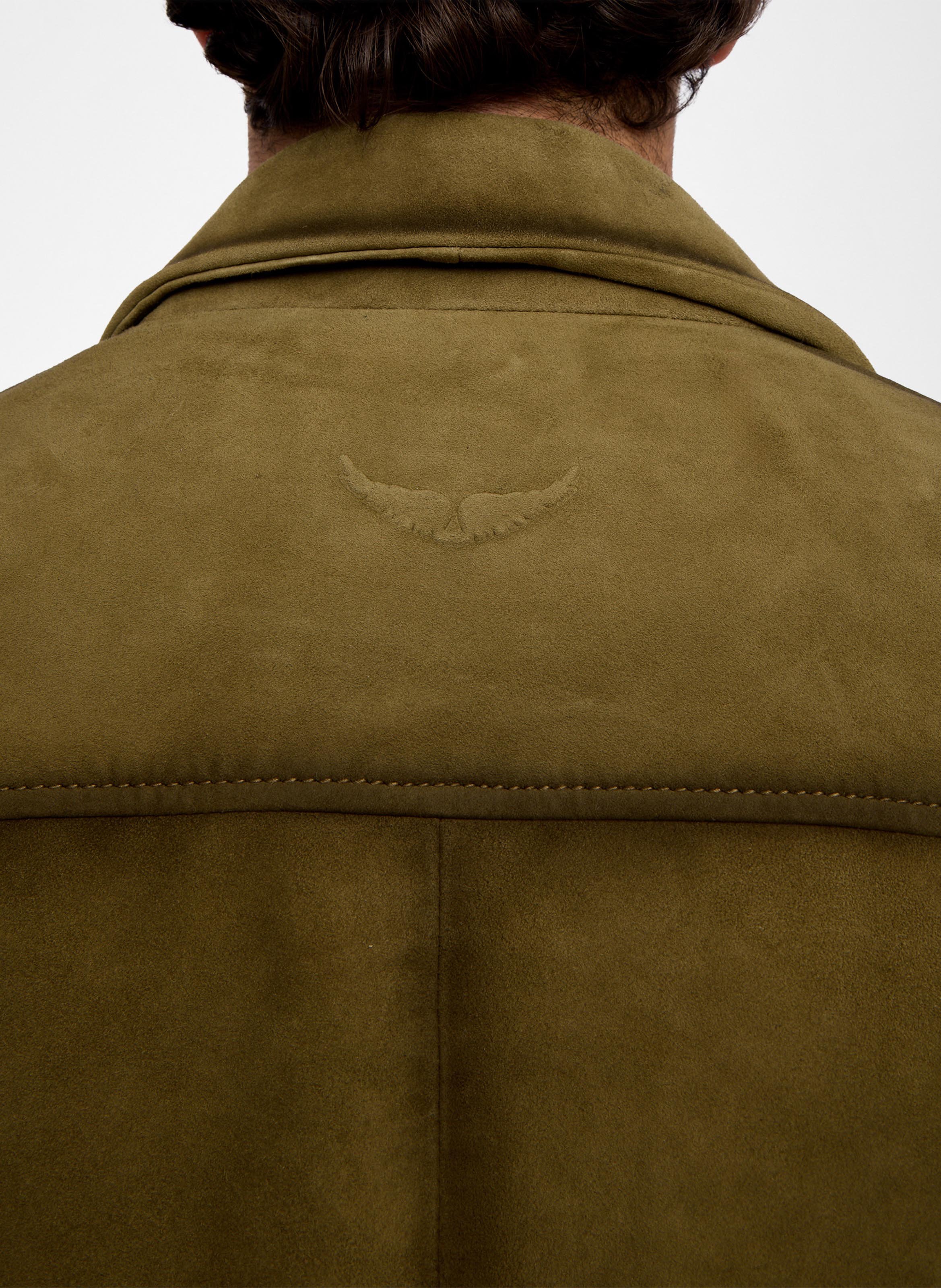 Veste droite col classique en cuir loumy ZADIG&VOLTAIRE Kaki