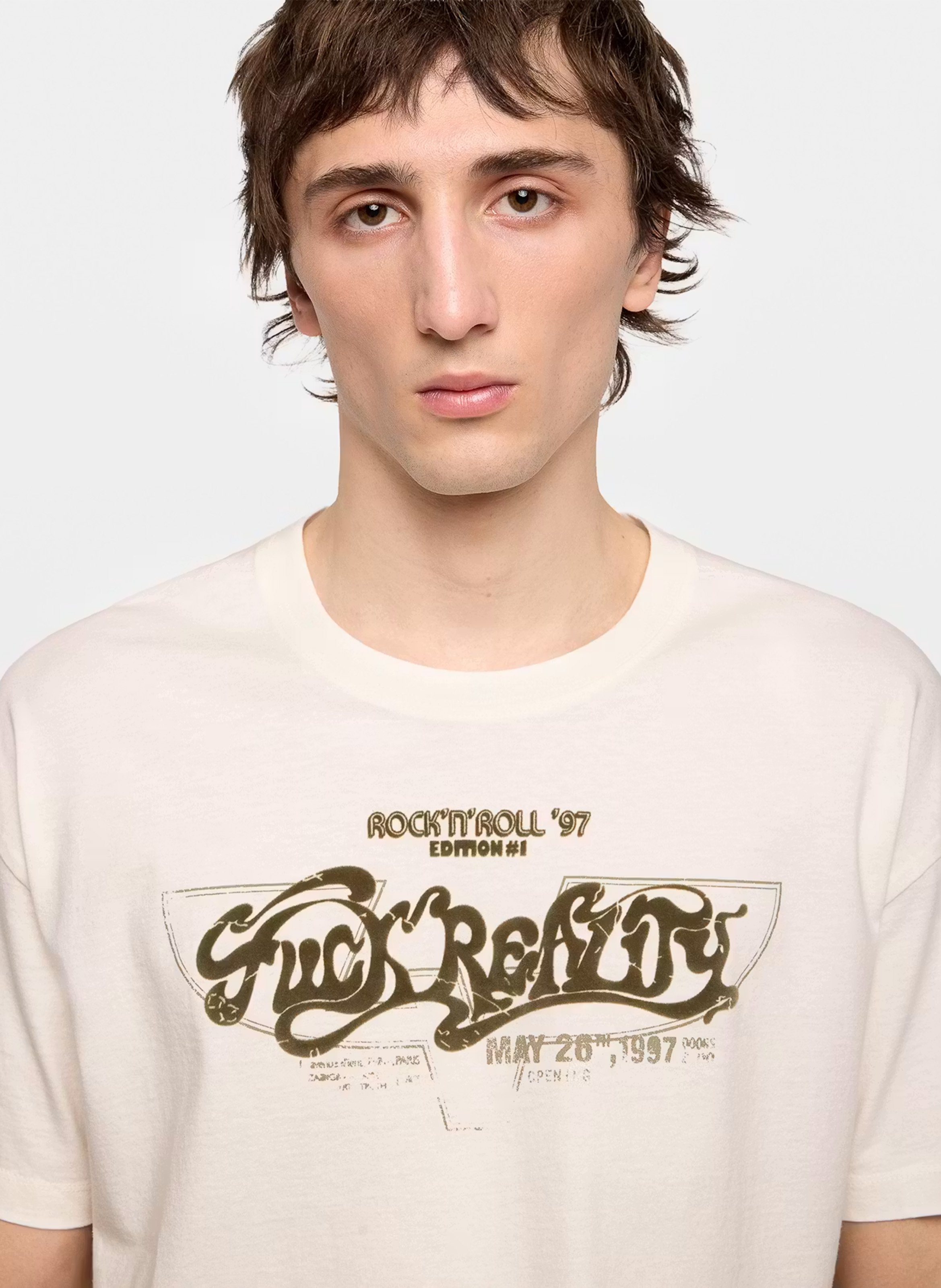 Tee-shirt droit col rond sérigraphié en coton bio toddy ZADIG&VOLTAIRE Blanc