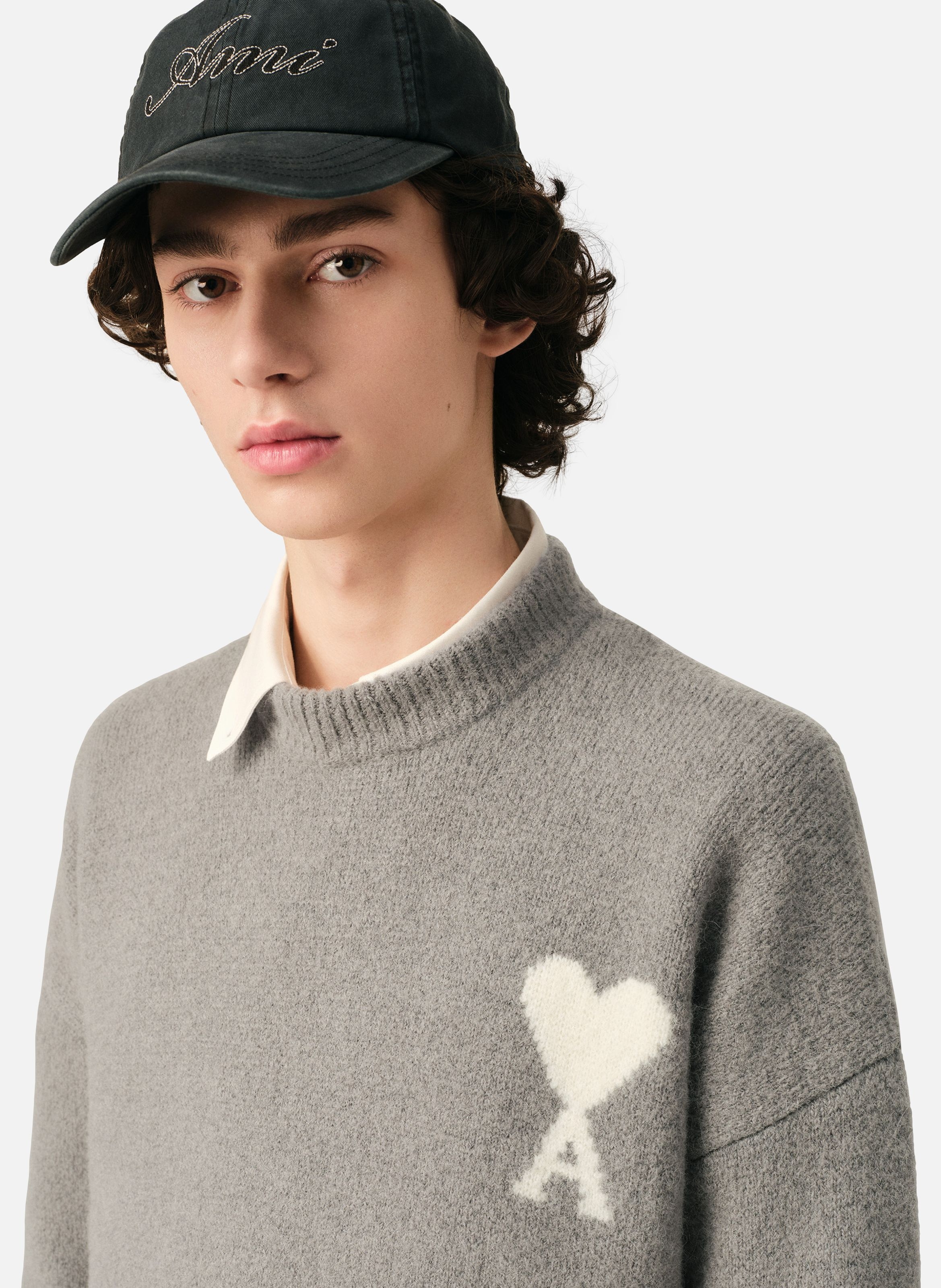Pull unisexe en alpaga ami de coeur AMI PARIS Gris