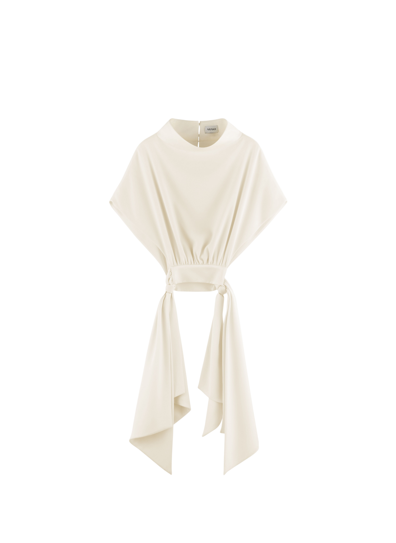 Open neck mock neck top ARAKII White