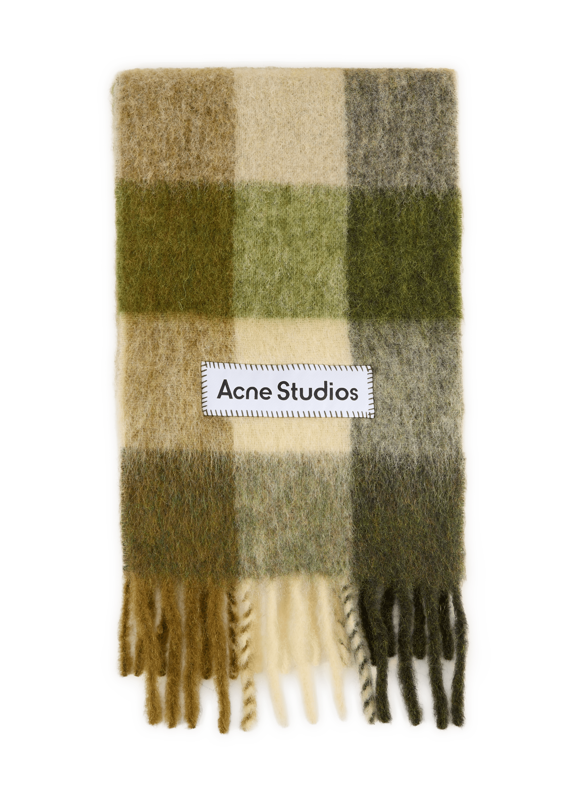 Echarpe à carreaux en laine mélangée ACNE STUDIOS Kaki