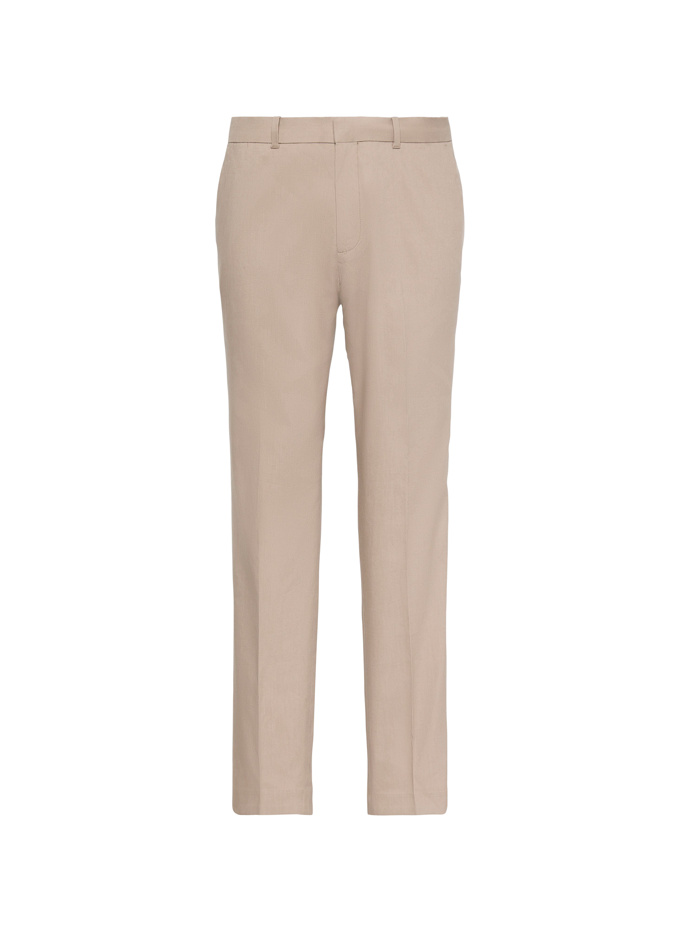 Straight pants in blended linen CALVIN KLEIN Beige