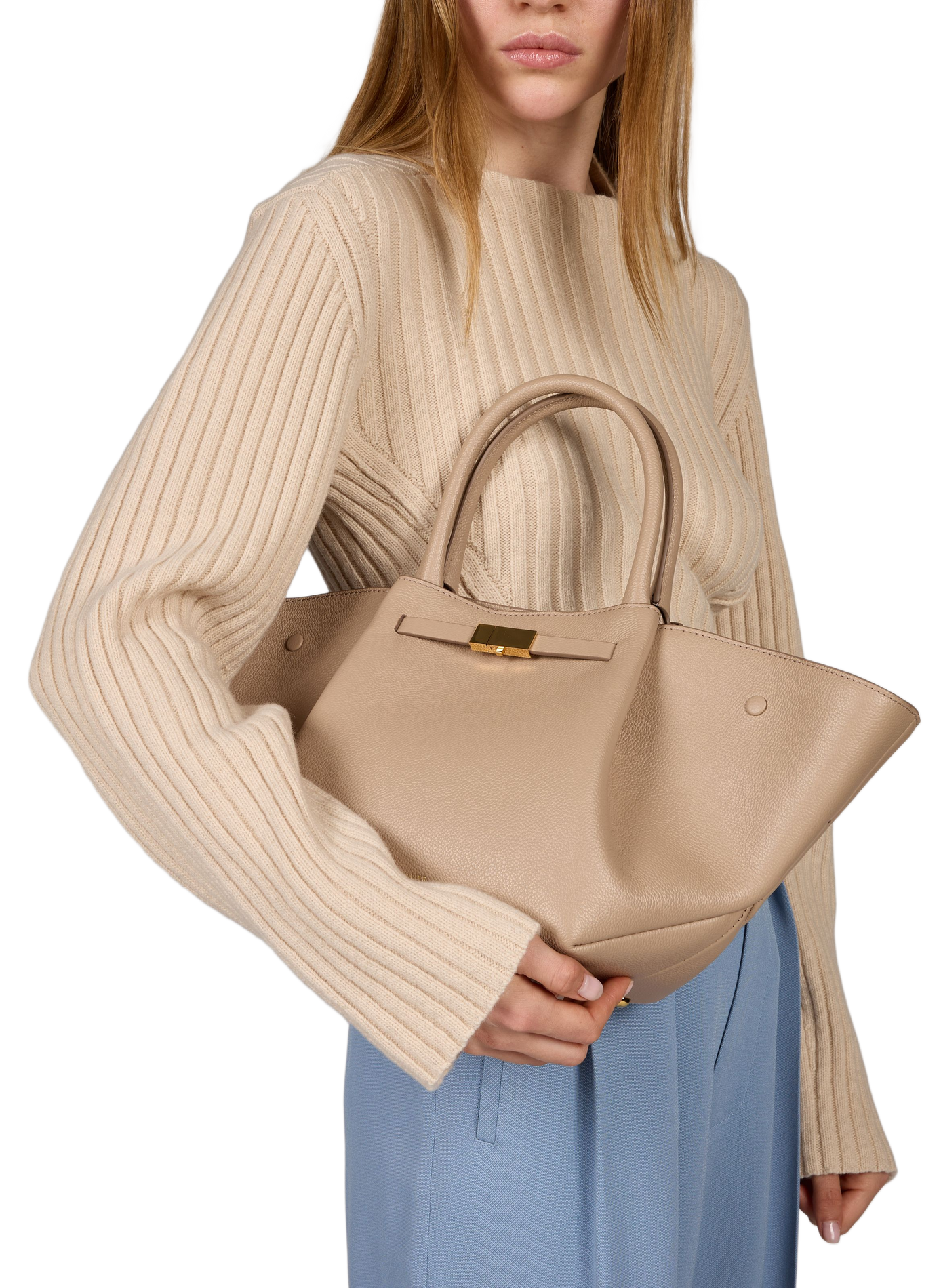 Sac à main Midi New York en cuir DEMELLIER LONDON Beige