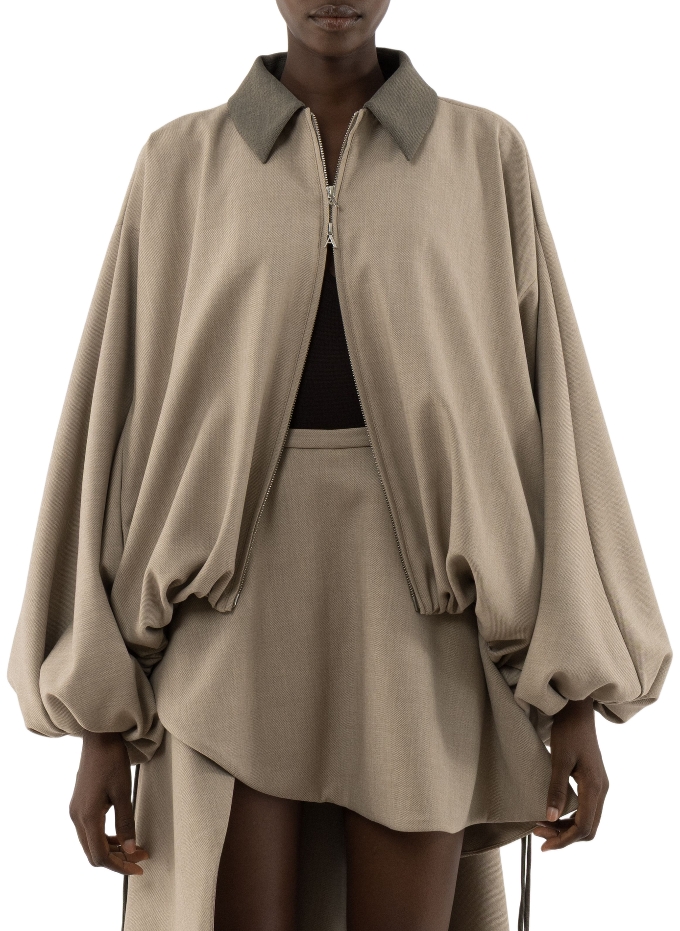 Weite Unifarben Jacke ARAKII Beige