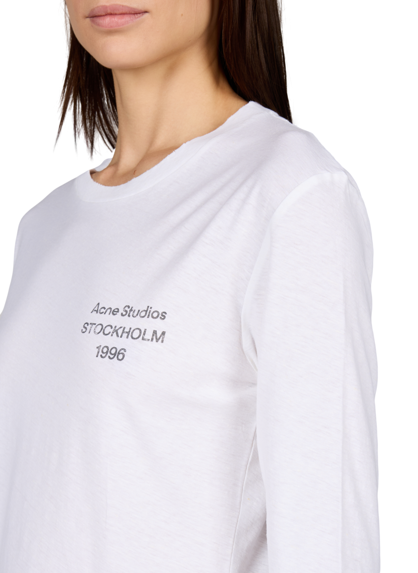 T-Shirt mit abgenutztem Logo aus Baumwollmischung ACNE STUDIOS Weiss