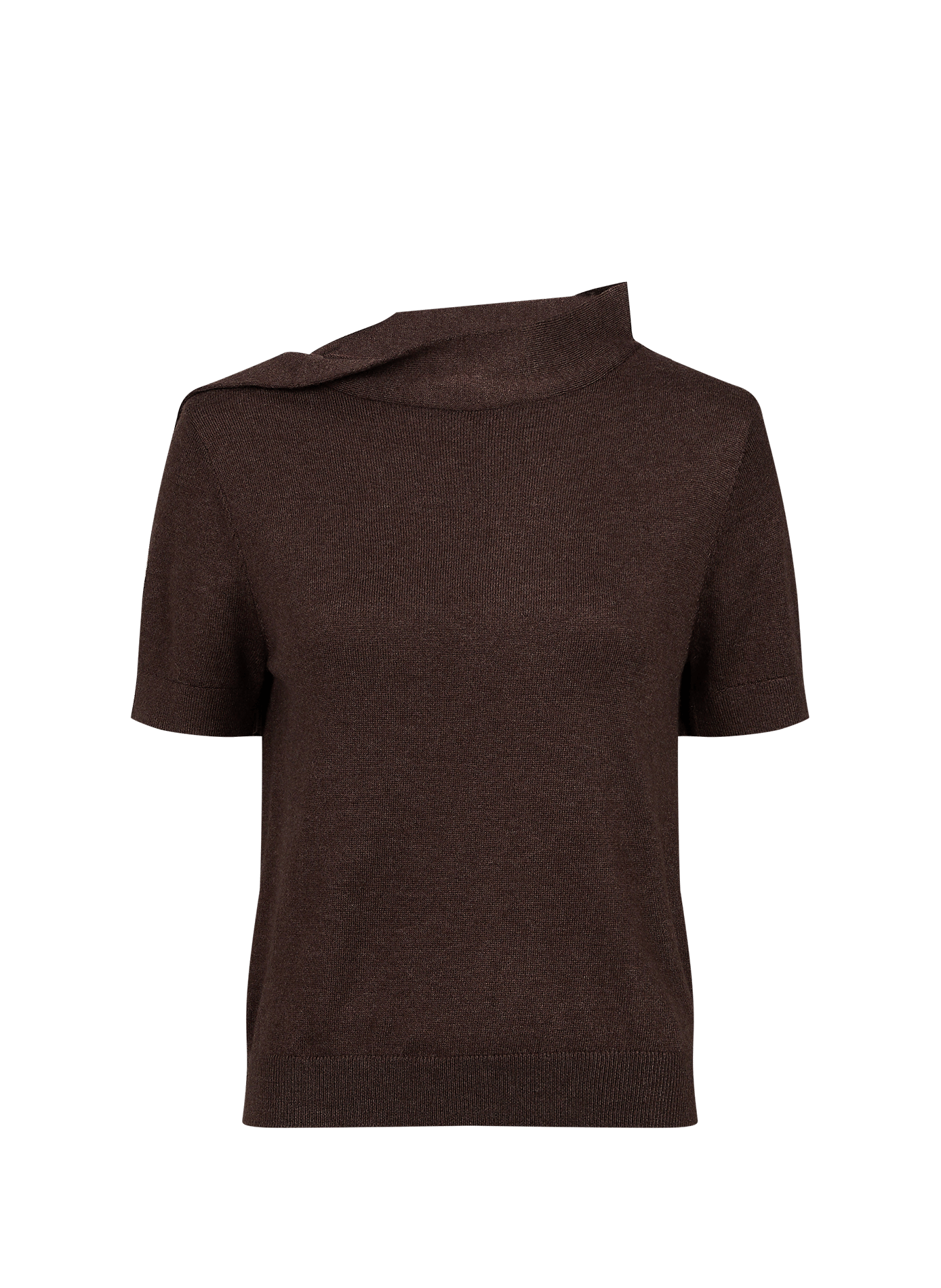 Short-sleeve top with tied collar ARTLOVE Brown