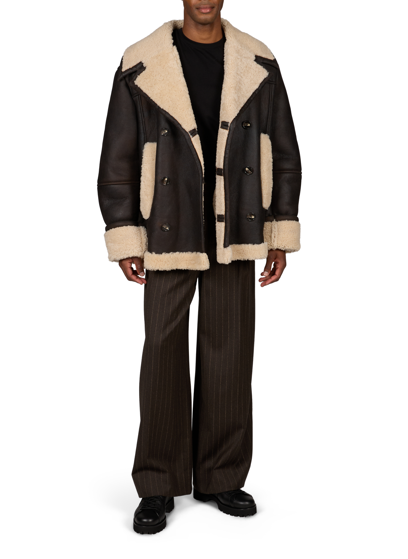 Gestreepte broek van gemengde wol. SIMONE ROCHA Bruin